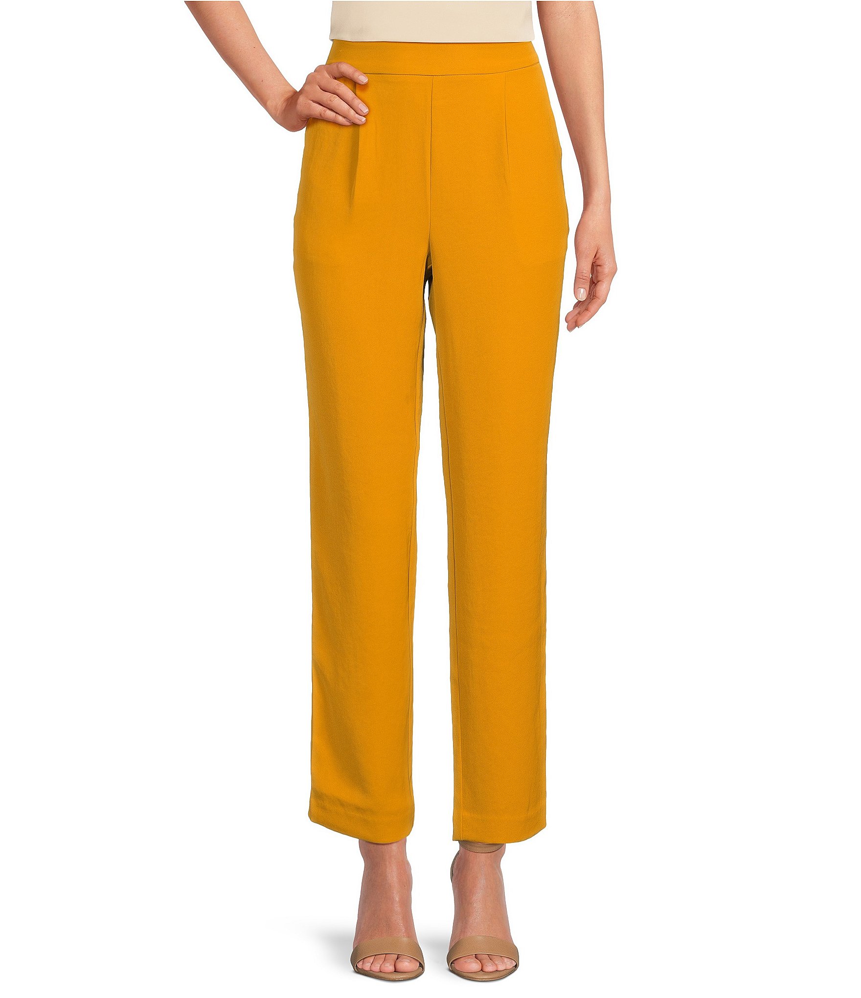Cotton silk straight pant with side pockets