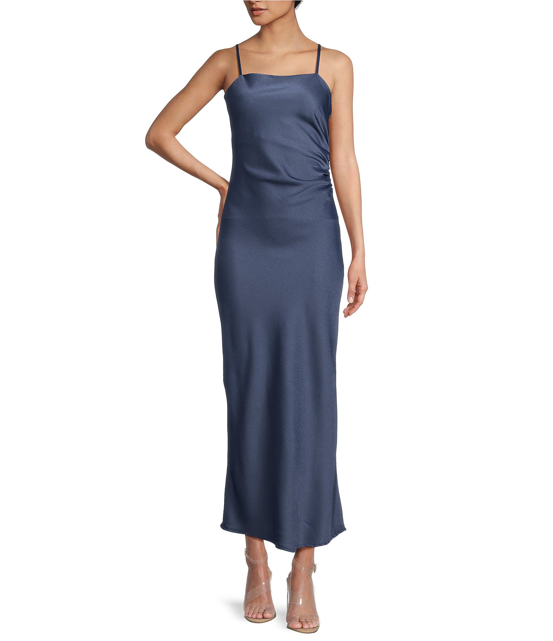 Skies Are Blue Square Neck Sleeveless Midi Slip Dress | Dillard's