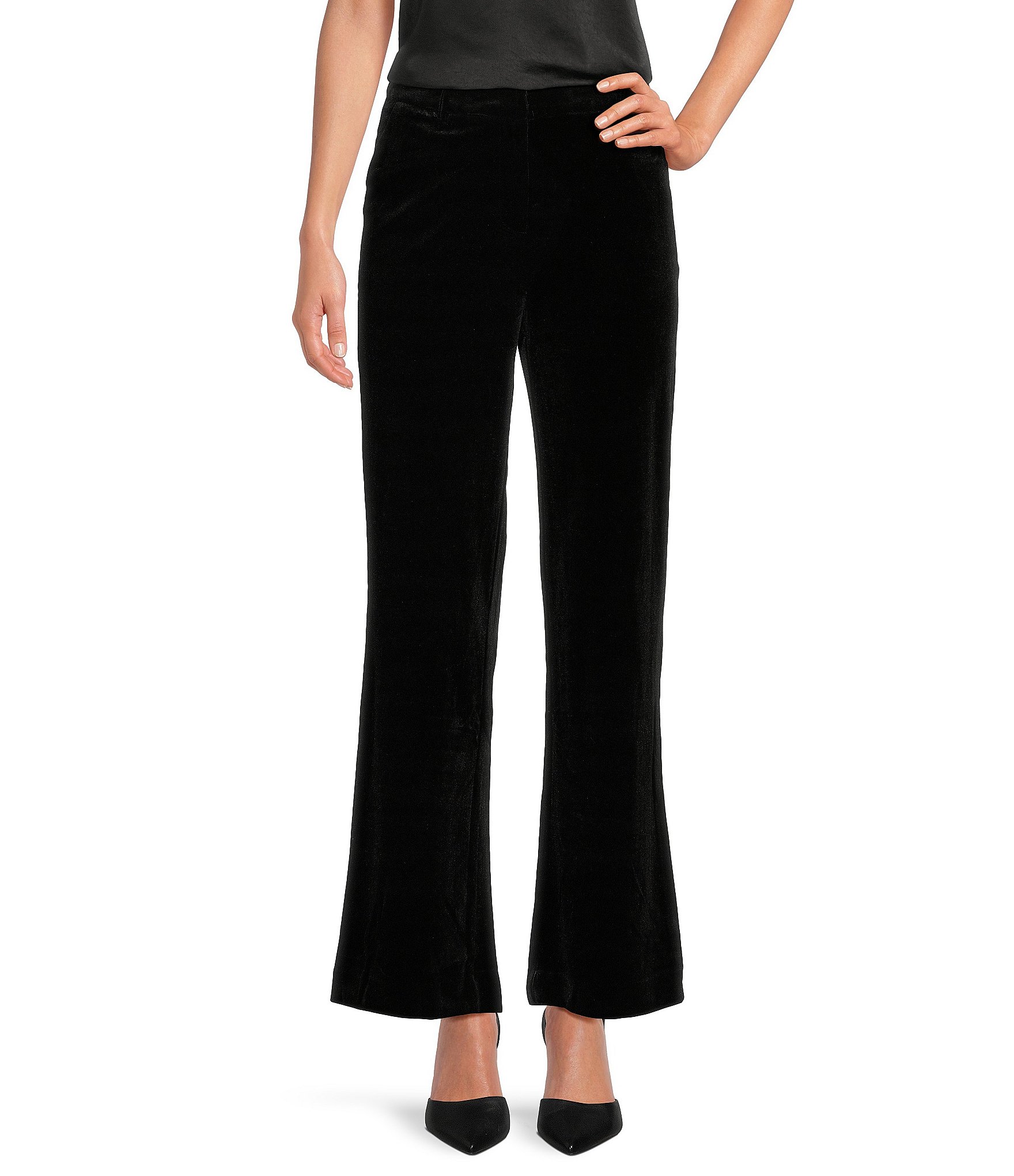 High waisted black shops velvet pants