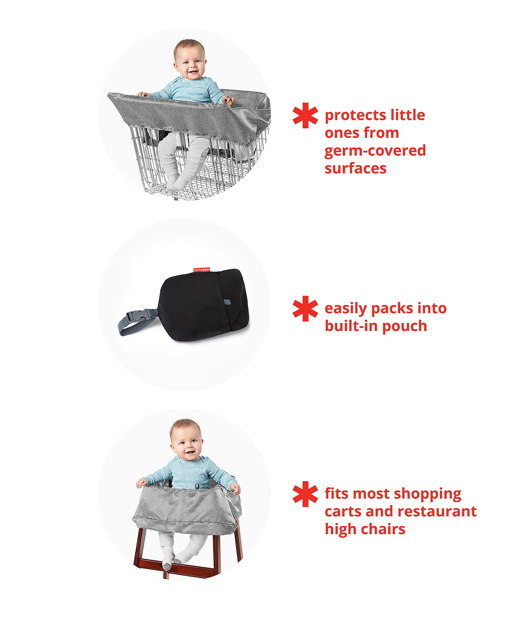 Skip Hop Grey Swirl Dot Shopping Cart & Baby High Chair Cover