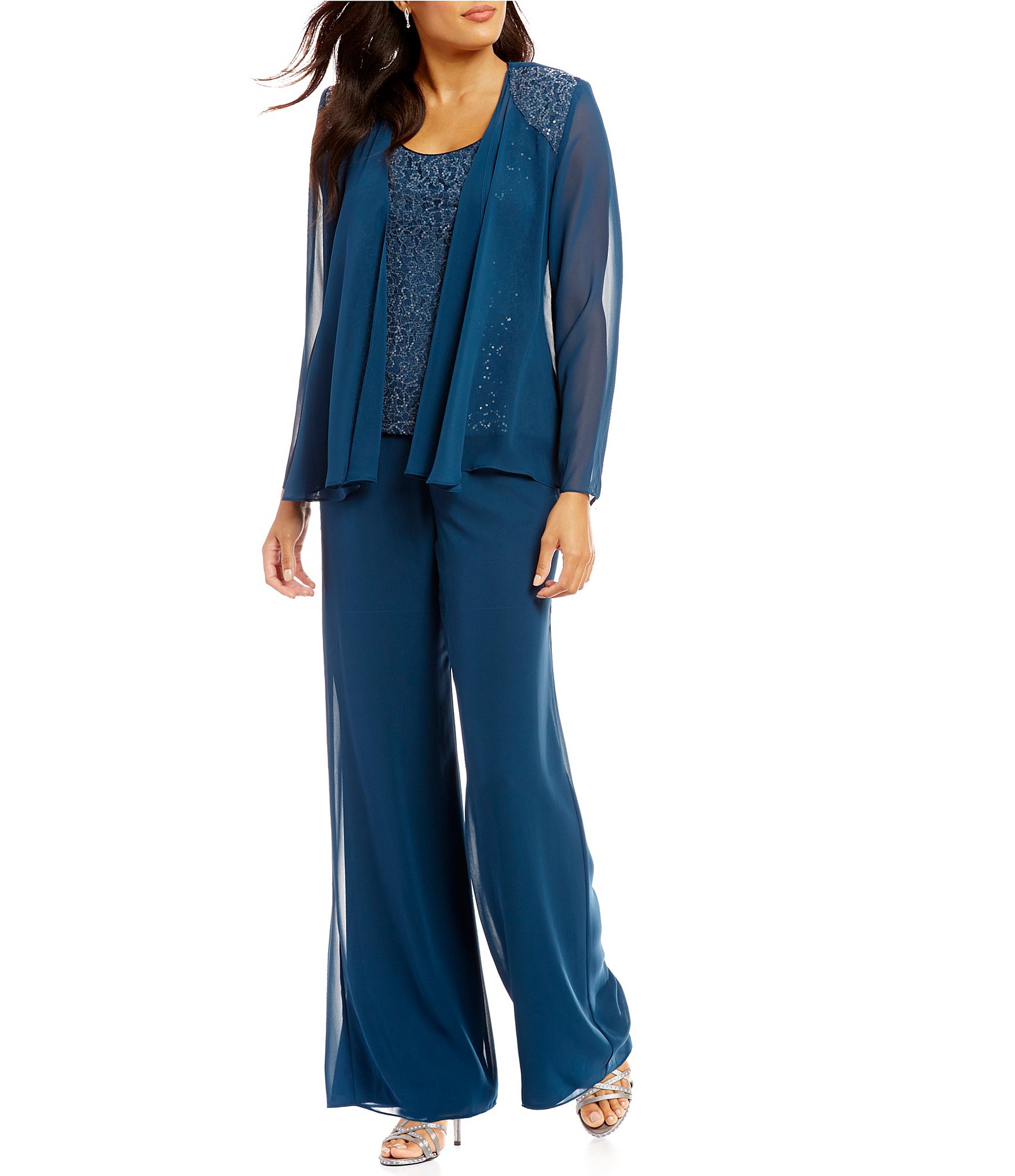 S.L. Fashions Sequin Lace 3-Piece Pant Set | Dillards