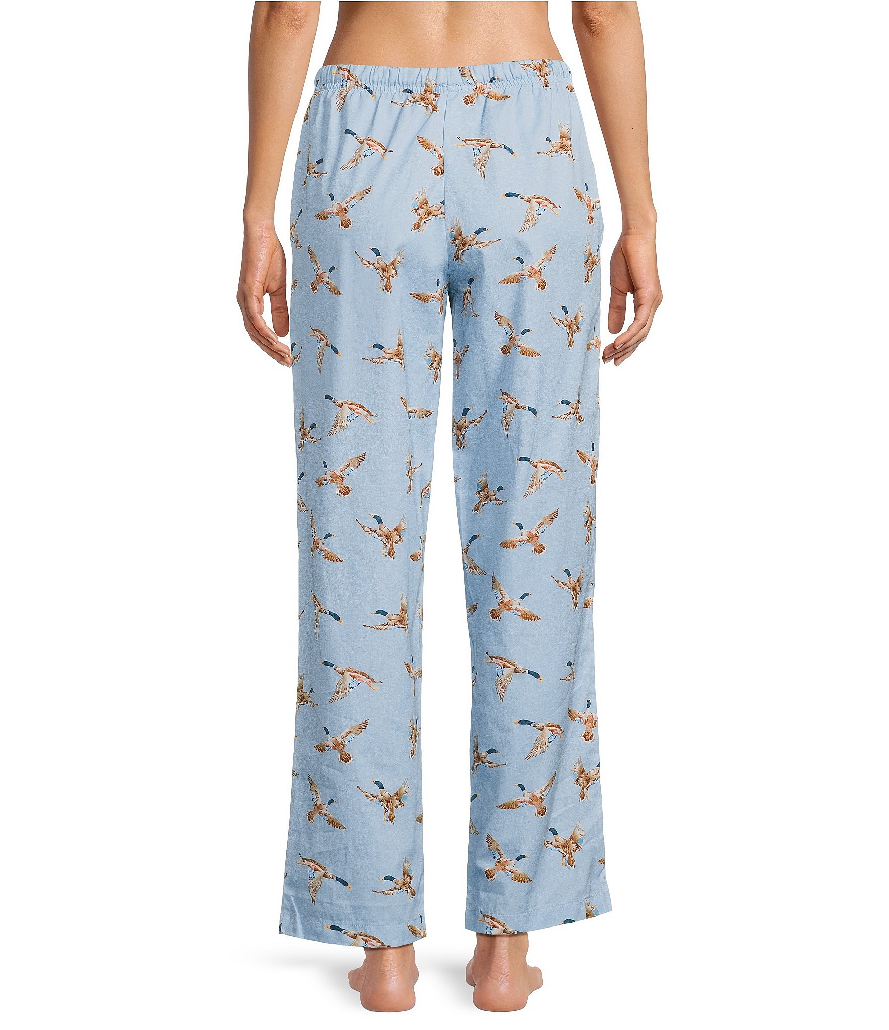 Sleep Sense Blue Duck Print Woven Twill Drawstring Tie Coordinating Sleep Pants