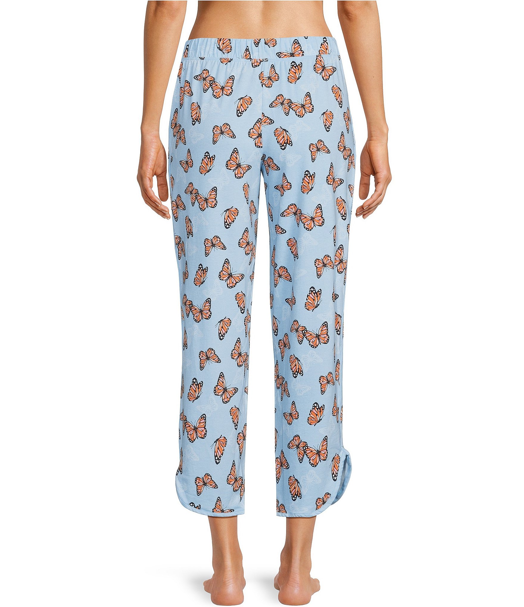 Sleep Sense Butterfly Print Coordinating Knit Sleep Capri Pants