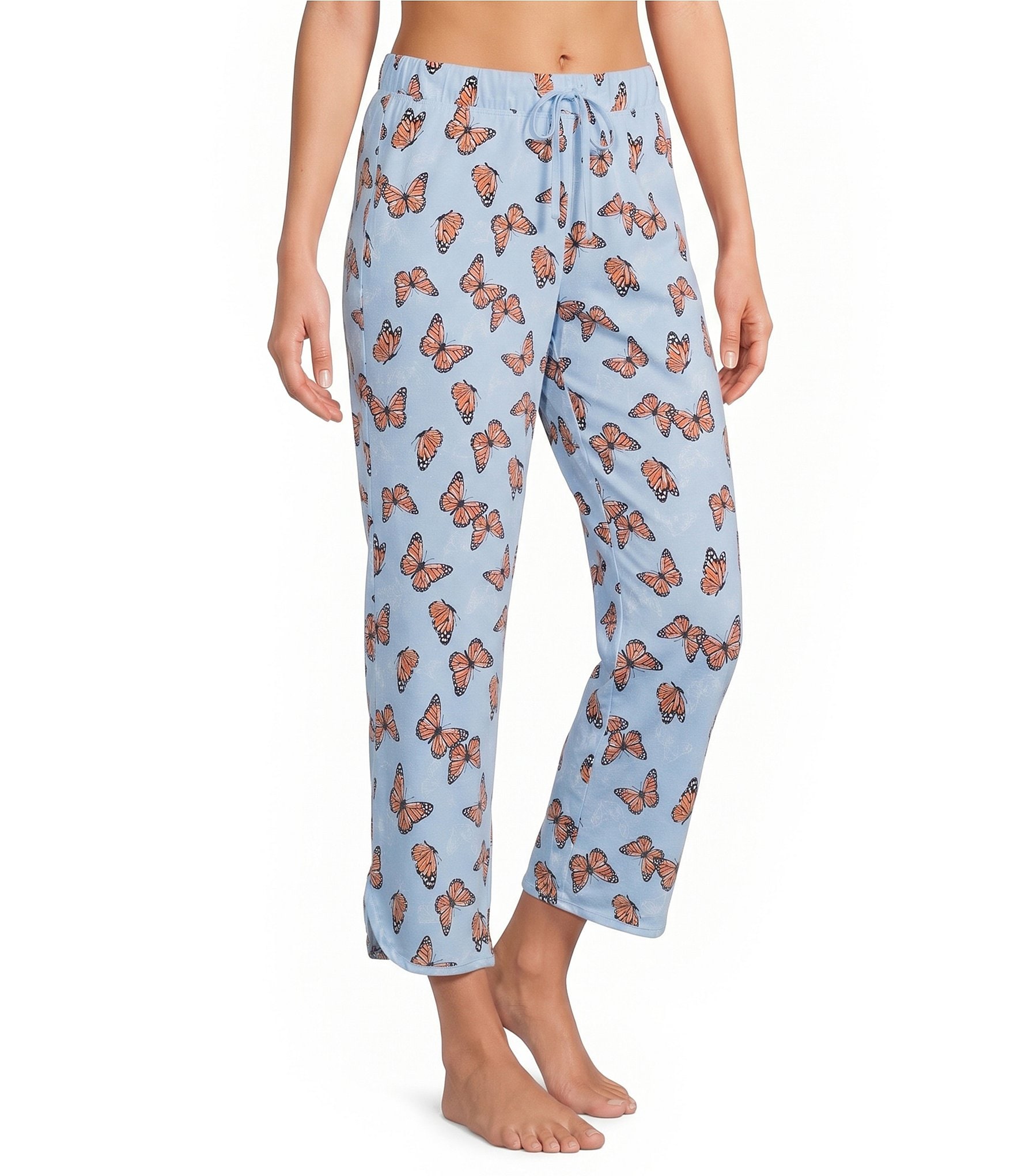 Sleep Sense Butterfly Print Coordinating Knit Sleep Crop Pants