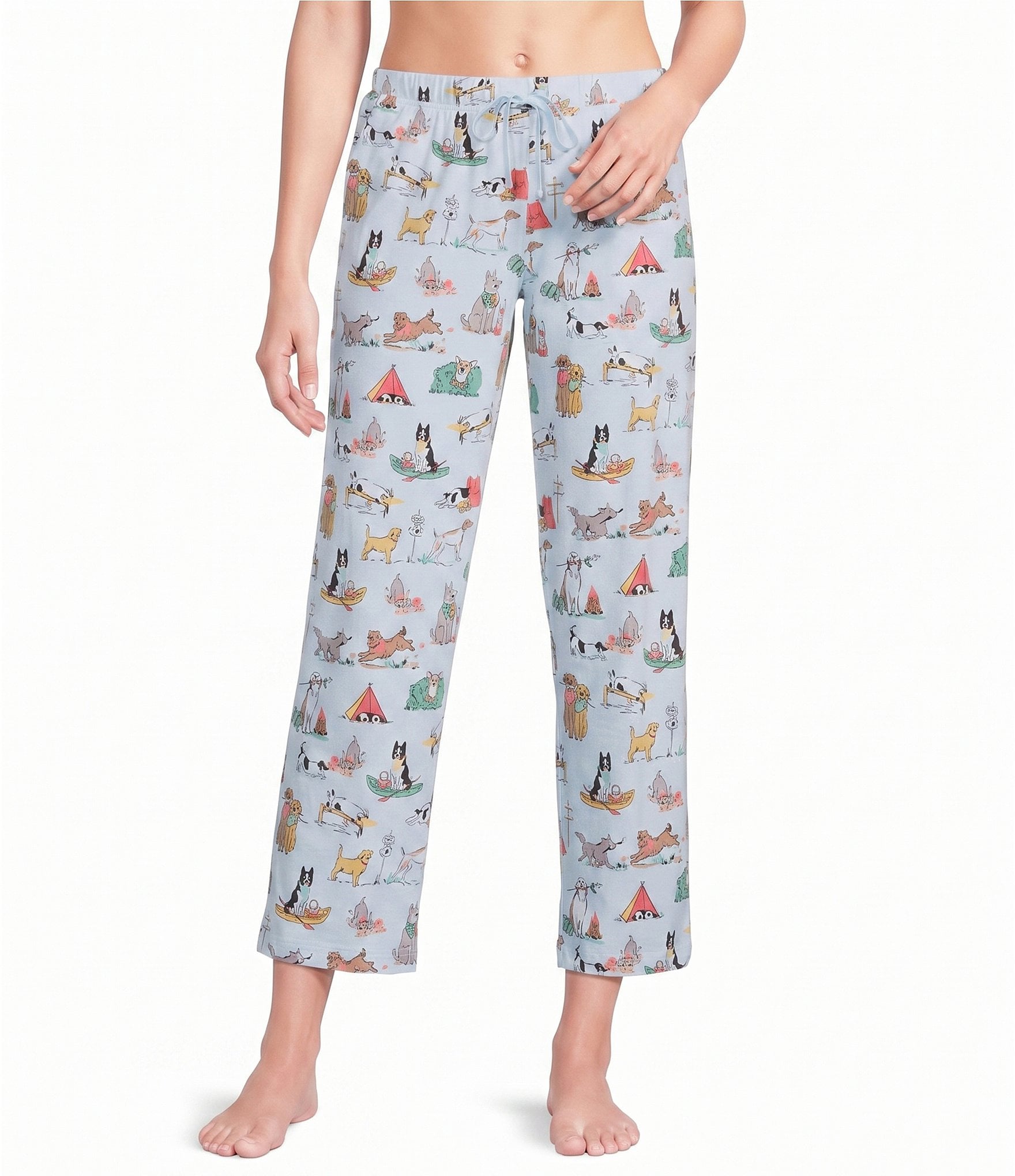 Sleep Sense Camping Dogs Print Coordinating Knit Crop Sleep Pants