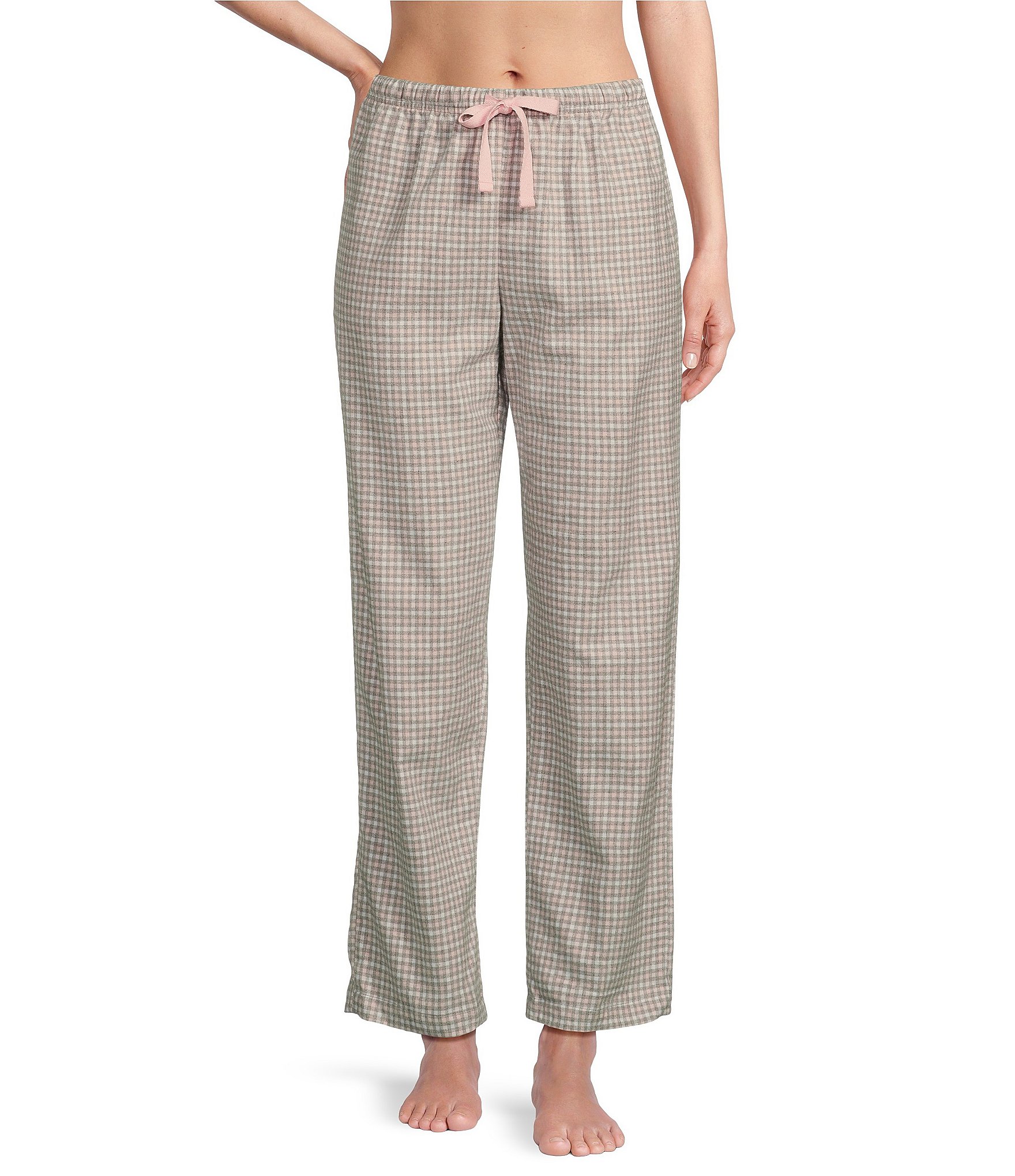 Sleep Sense Checkered Cotton Portuguese Flannel Drawstring Coordinating Sleep Pants