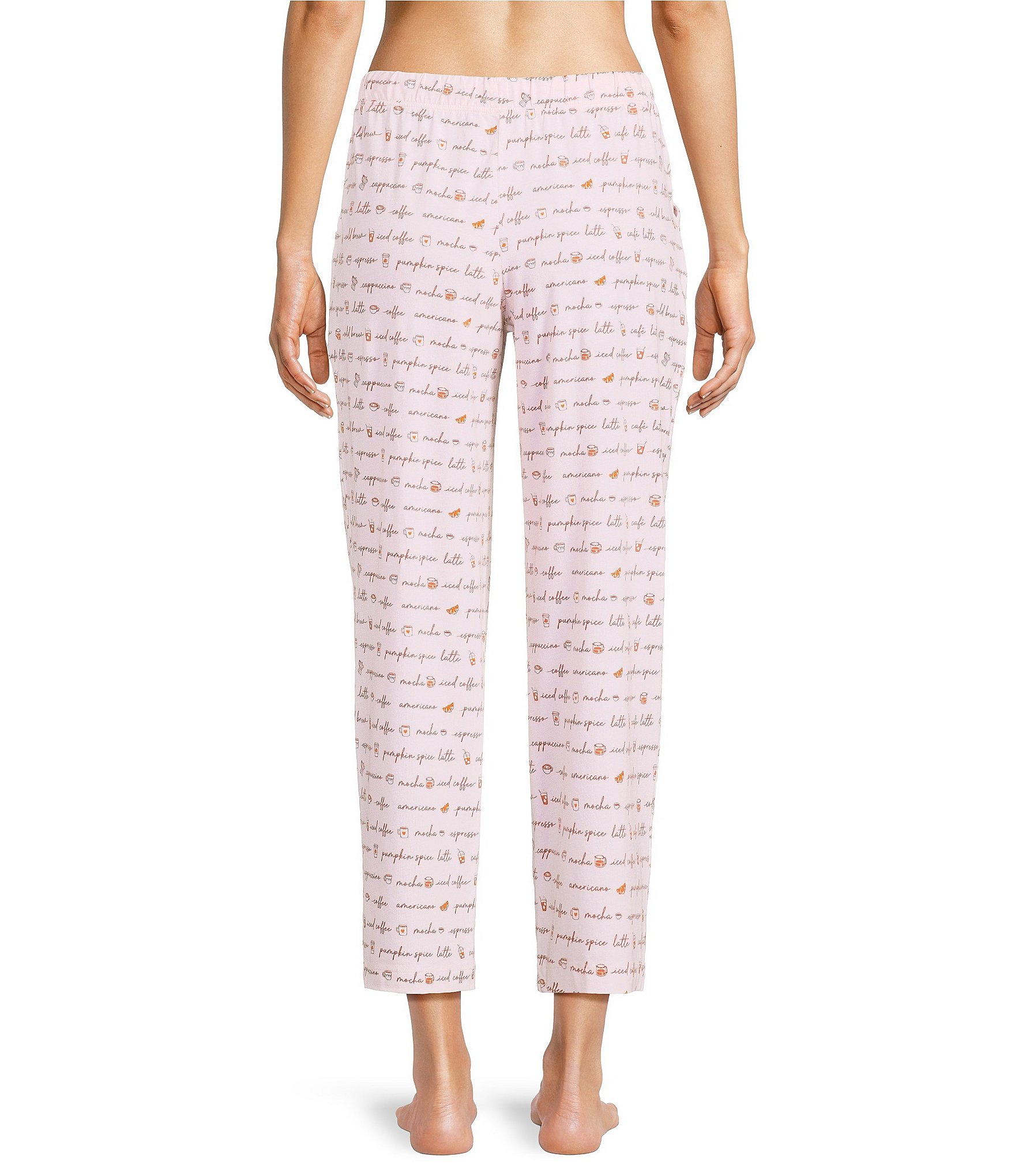 Sleep Sense Coffee Script Print Coordinating Knit Sleep Pants