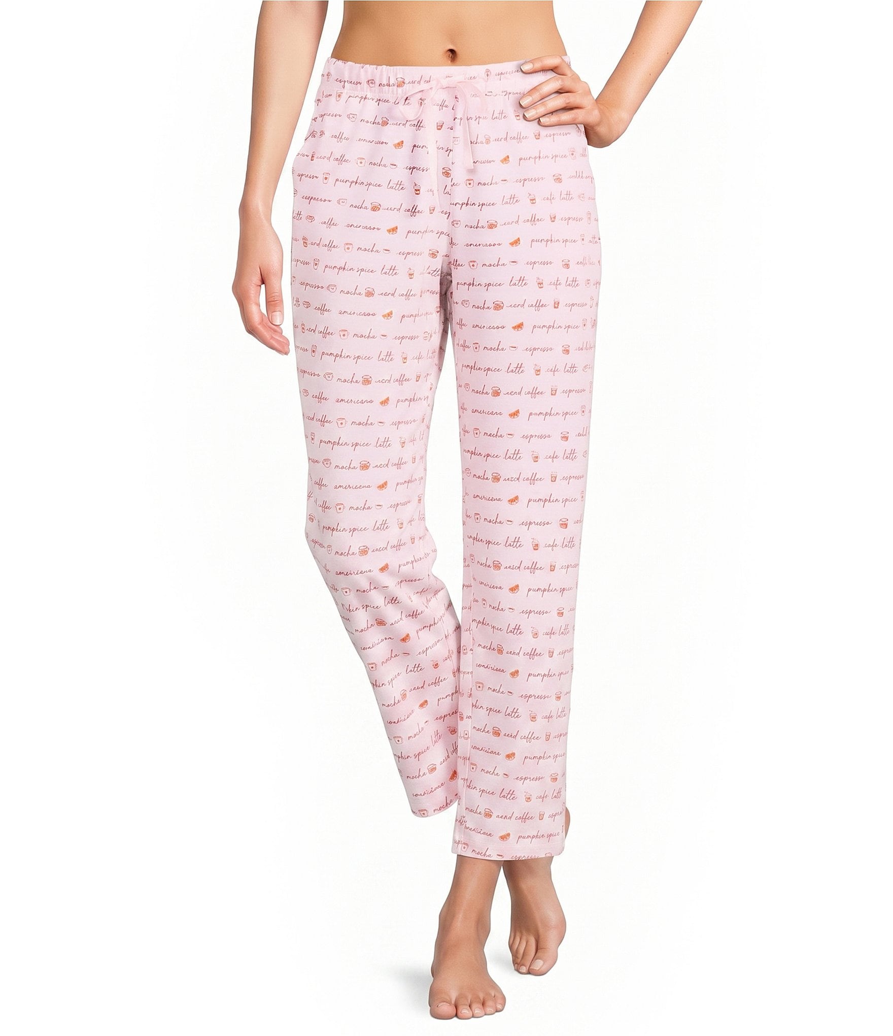 Sleep Sense Coffee Script Print Coordinating Knit Crop Sleep Pants