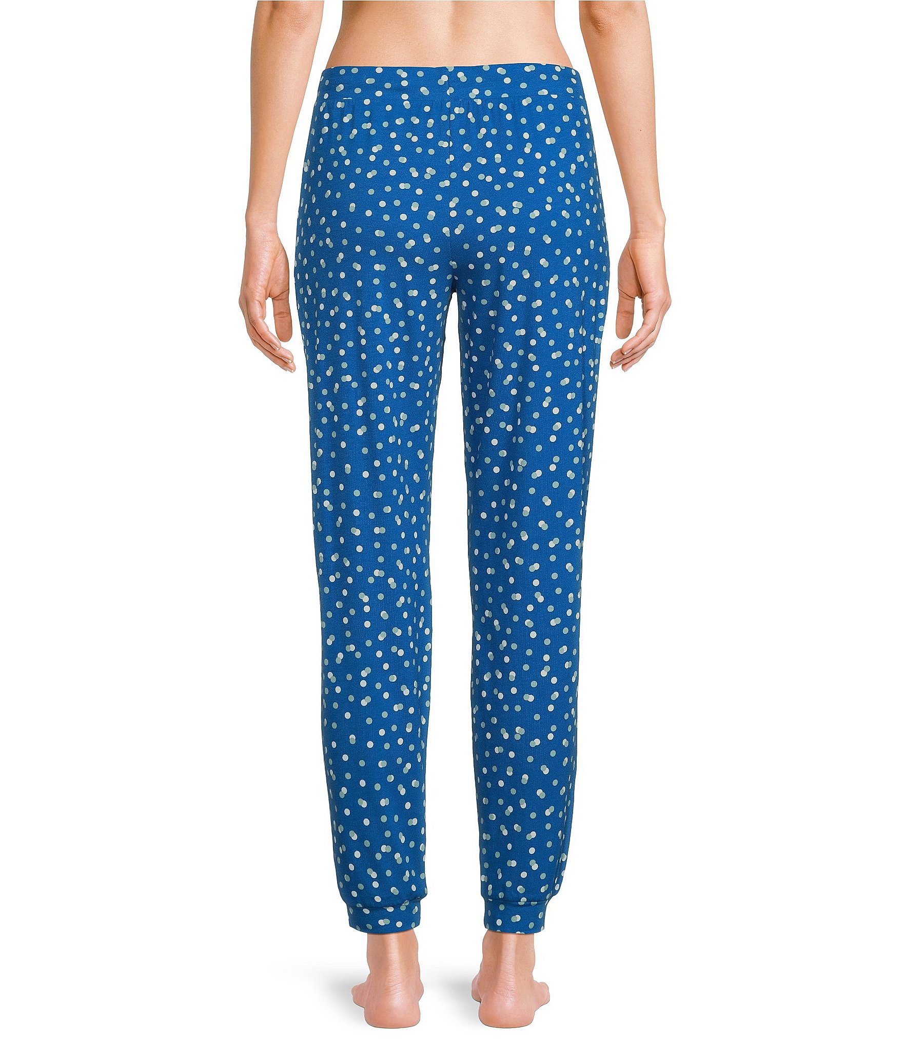 Sleep Sense Confetti Dot Knit Drawstring Tie Coordinating Sleep Joggers