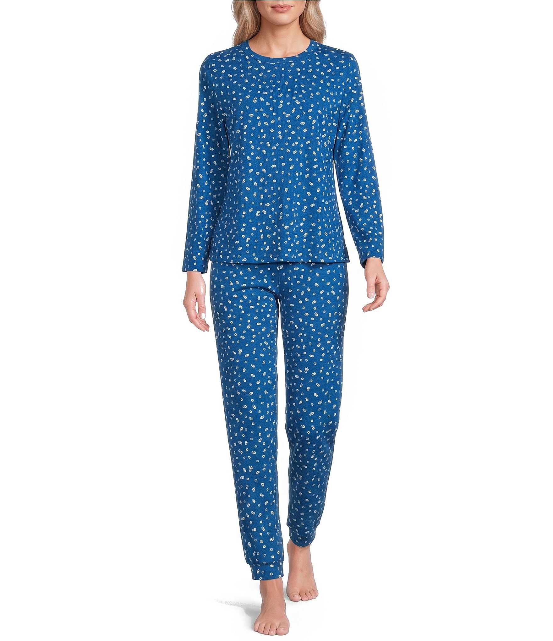 Sleep Sense Confetti Dot Knit Drawstring Tie Coordinating Sleep Joggers