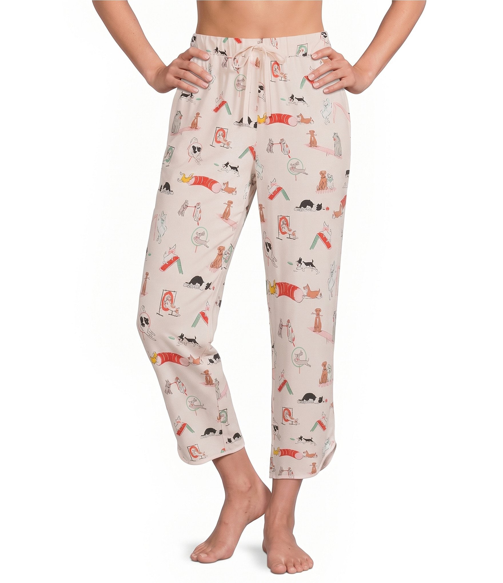 Sleep Sense Dog Daycare Print Coordinating Knit Sleep Crop Pants