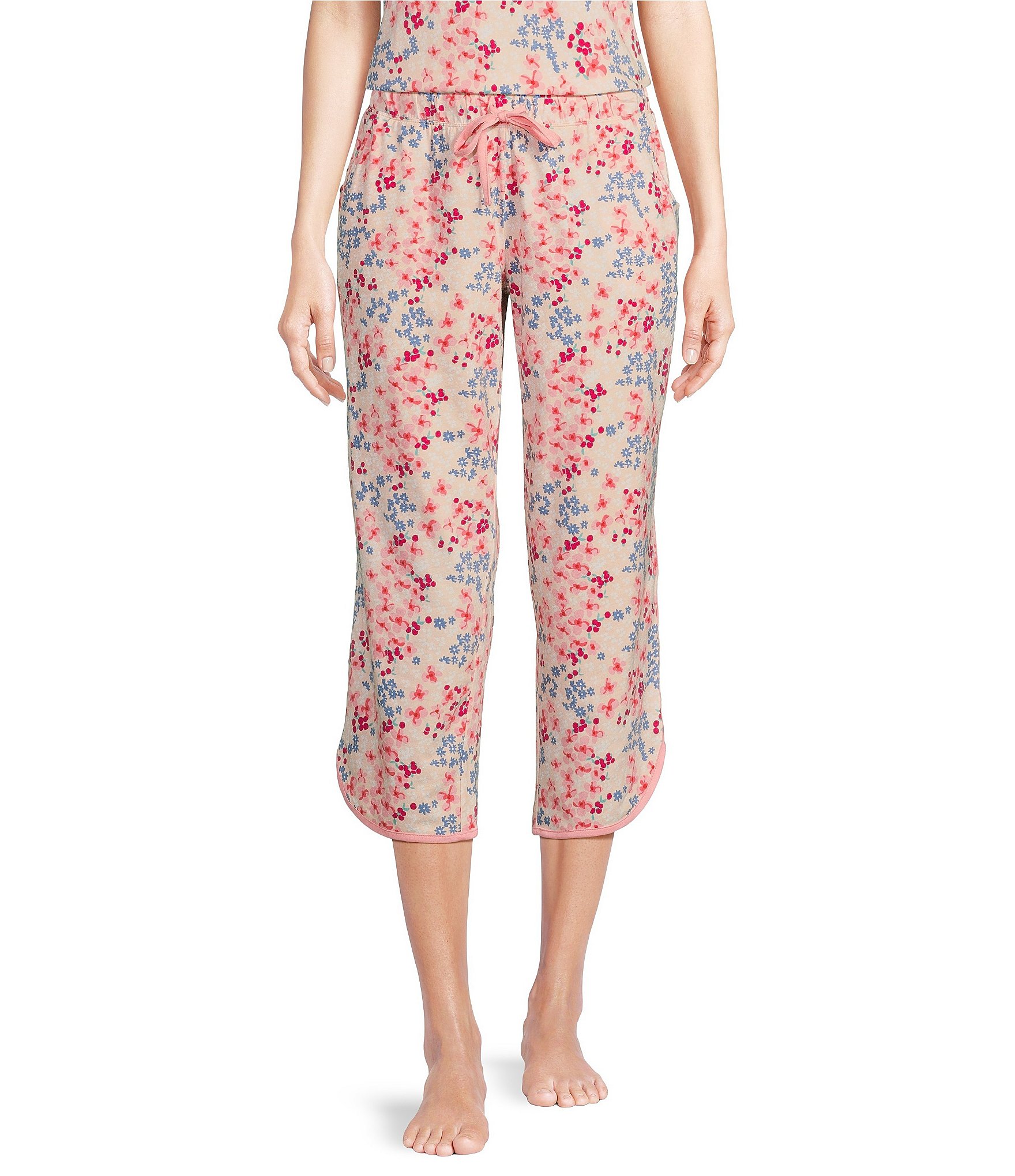 Sleep Sense Fall Floral Print Coordinating Knit Cropped Sleep Pants