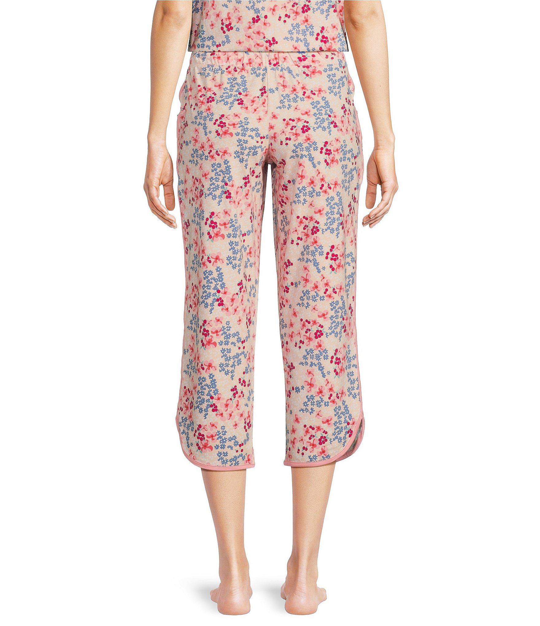 Sleep Sense Fall Floral Print Coordinating Knit Cropped Sleep Pants