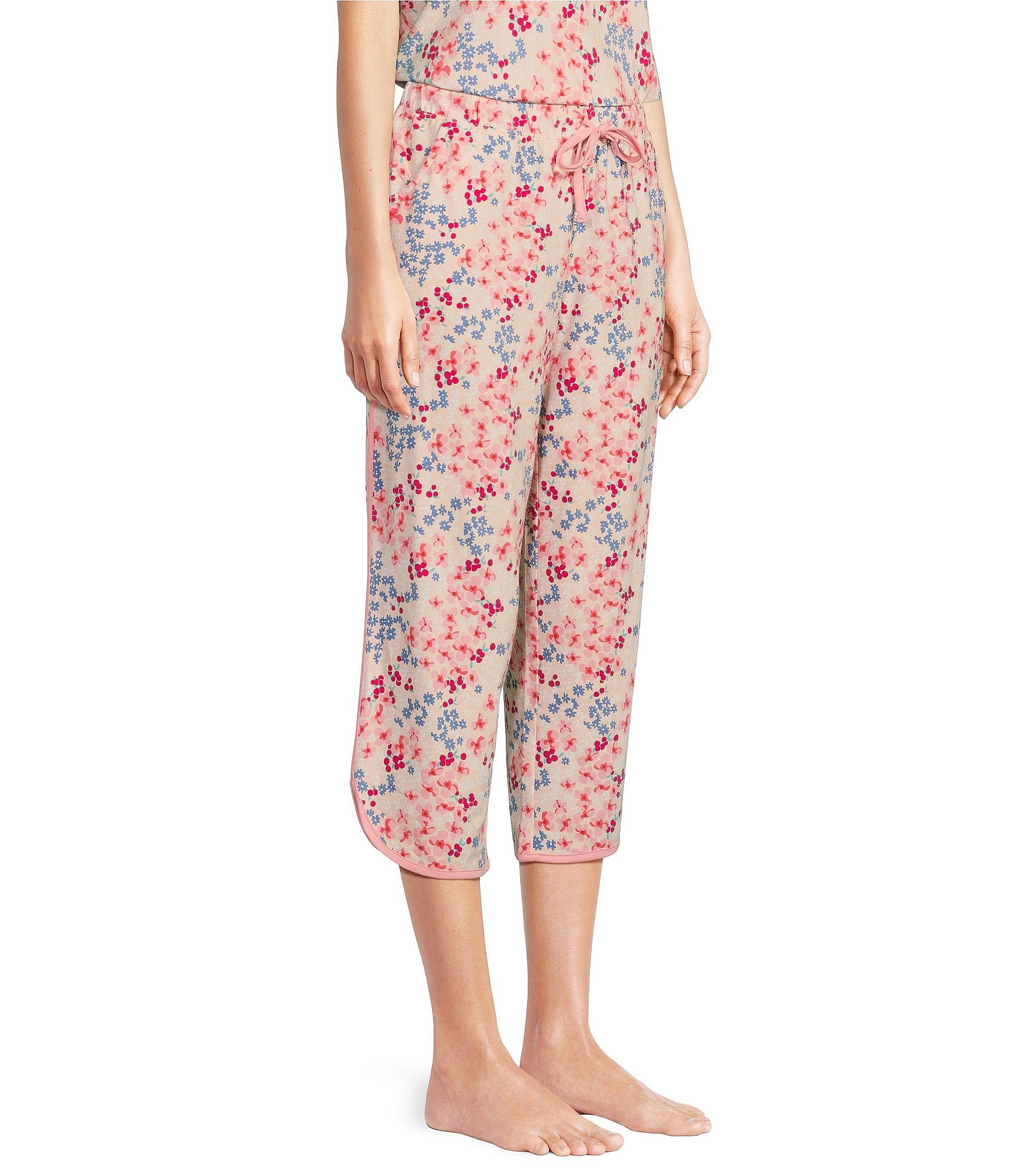 Sleep Sense Fall Floral Print Coordinating Knit Cropped Sleep Pants