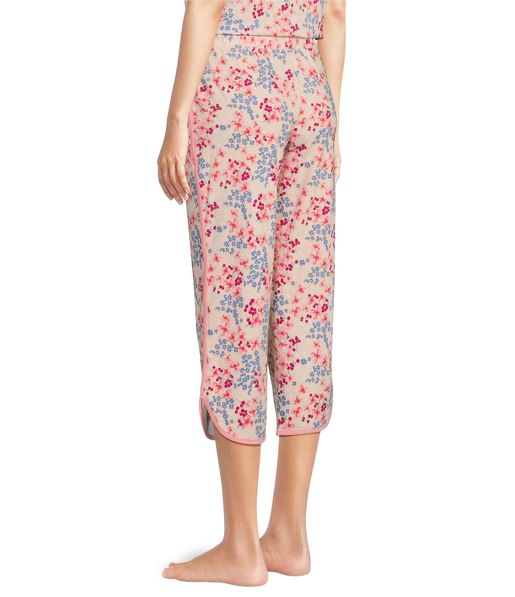 Sleep Sense Fall Floral Print Coordinating Knit Cropped Sleep Pants