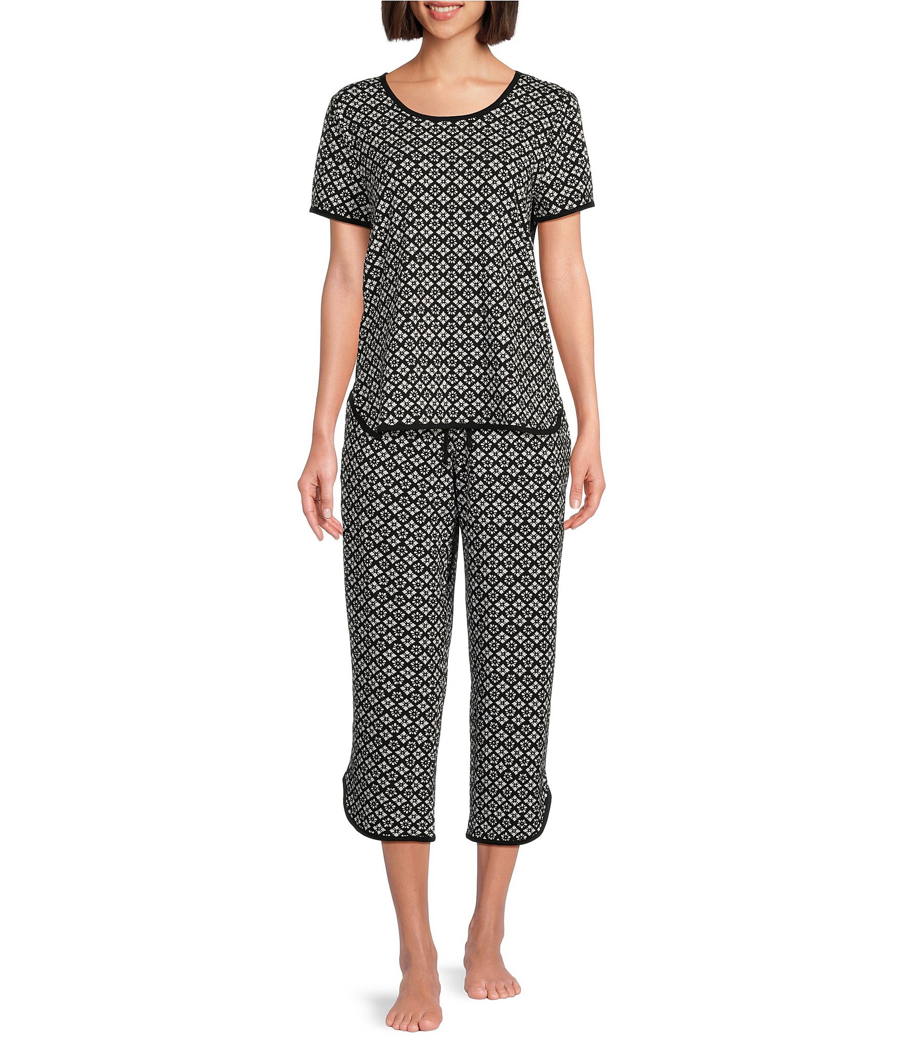 Sleep Sense Geometric Print Coordinating Knit Cropped Sleep Pants