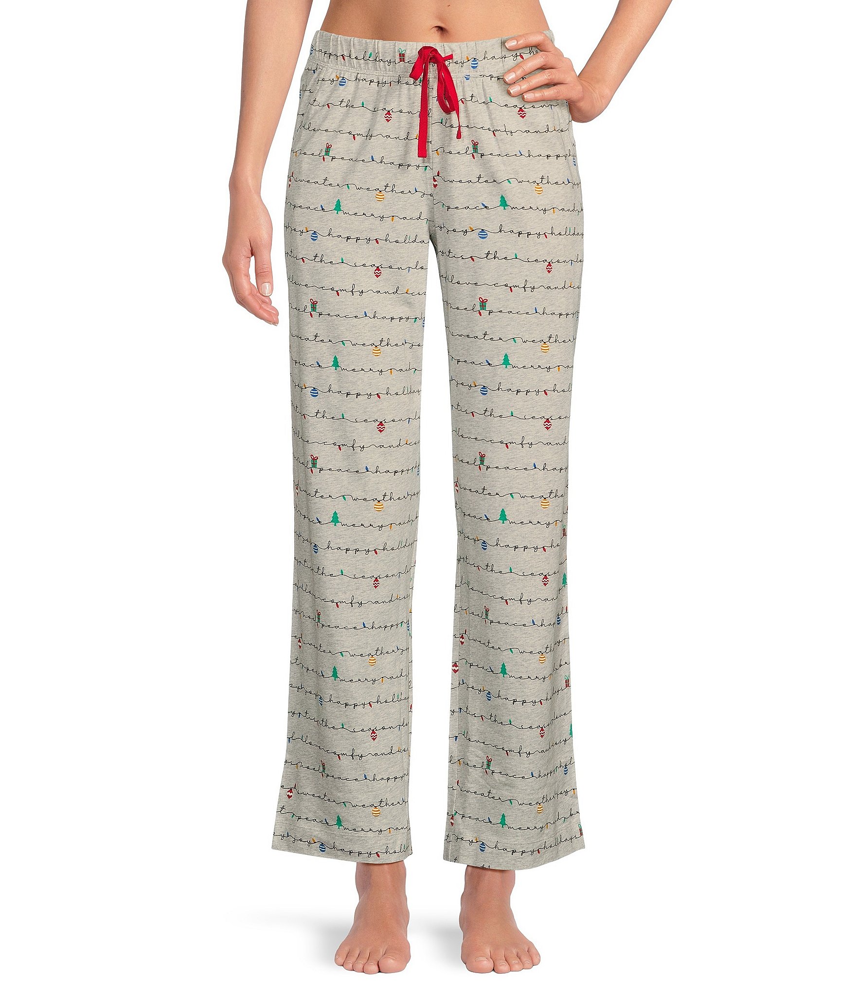 Sleep Sense Holiday Lights Print Knit Drawstring Coordinating Sleep Pant Dillard s