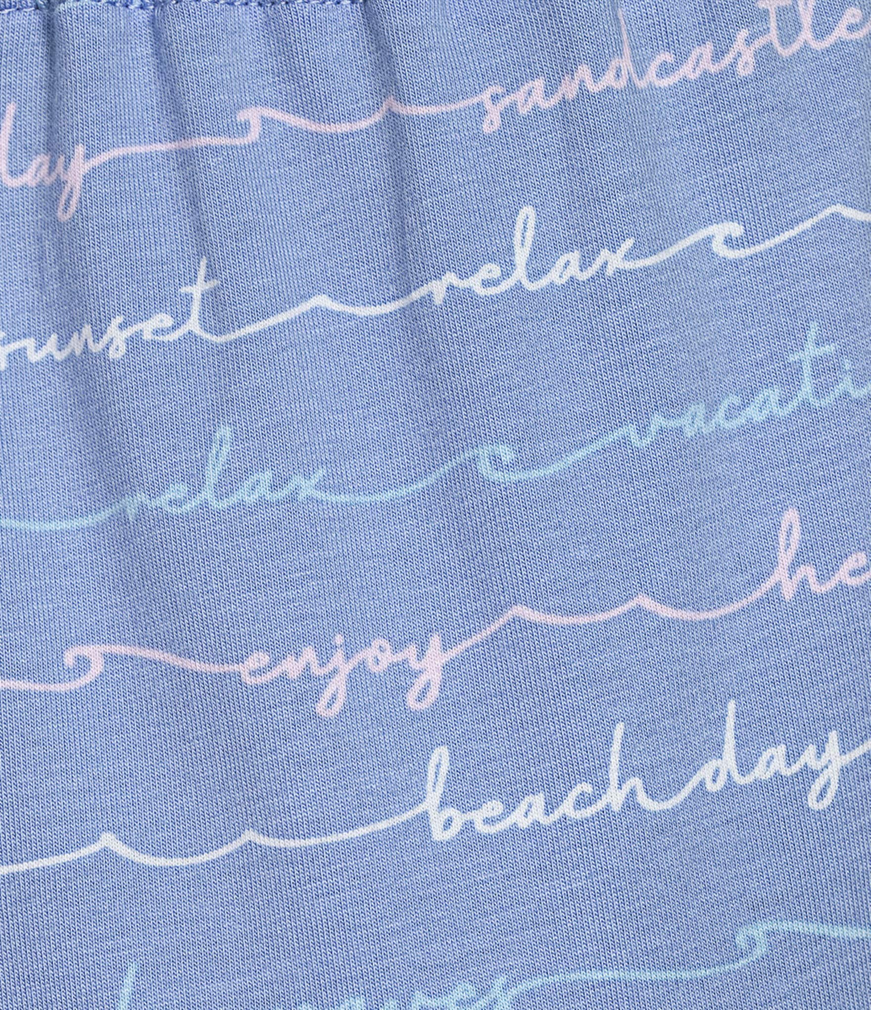 Sleep Sense Knit Beach Script Print Drawstring Tie Coordinating Sleep Capri