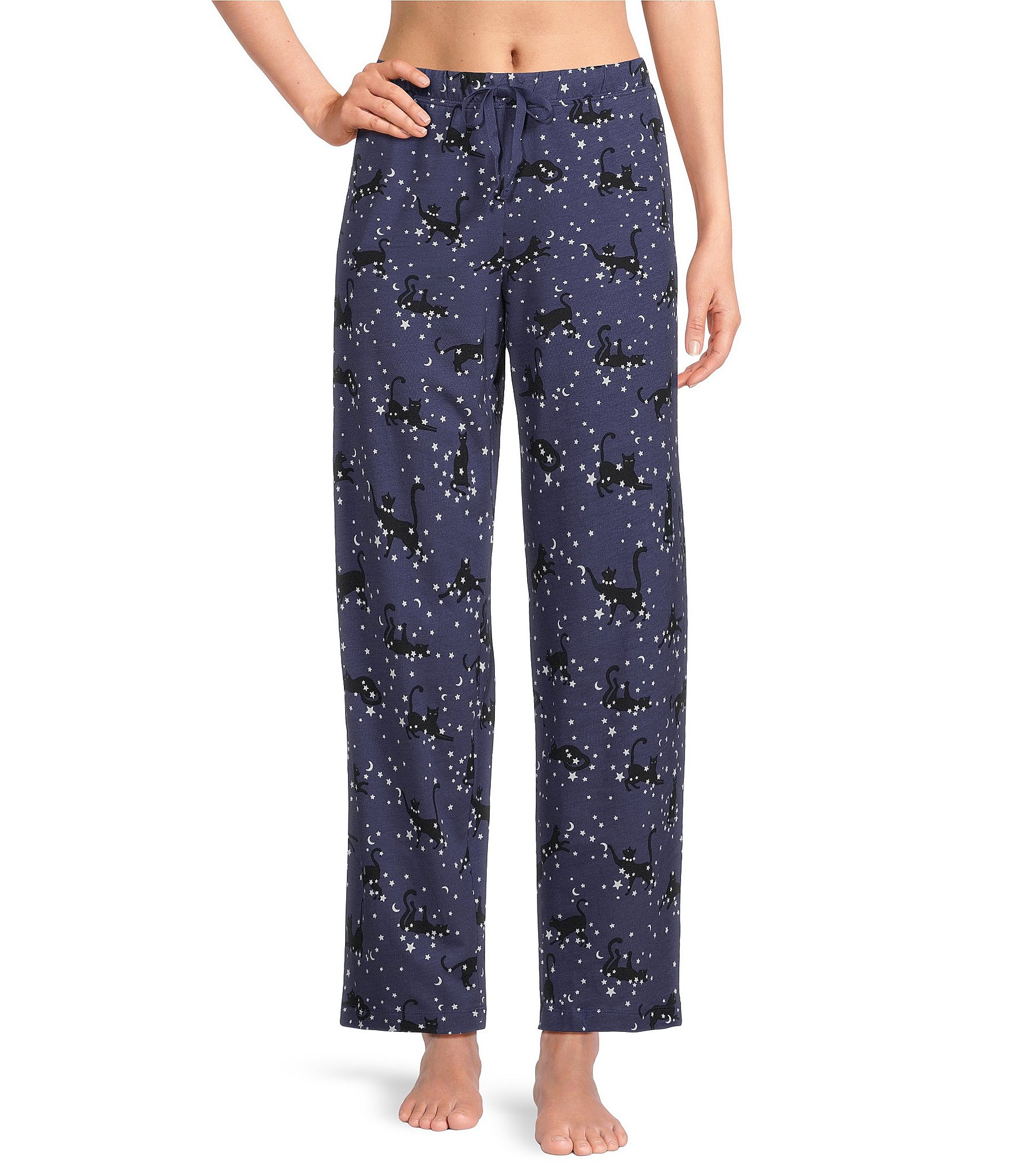 Sleep Sense Moonlit Cats Print Coordinating Knit Sleep Pants
