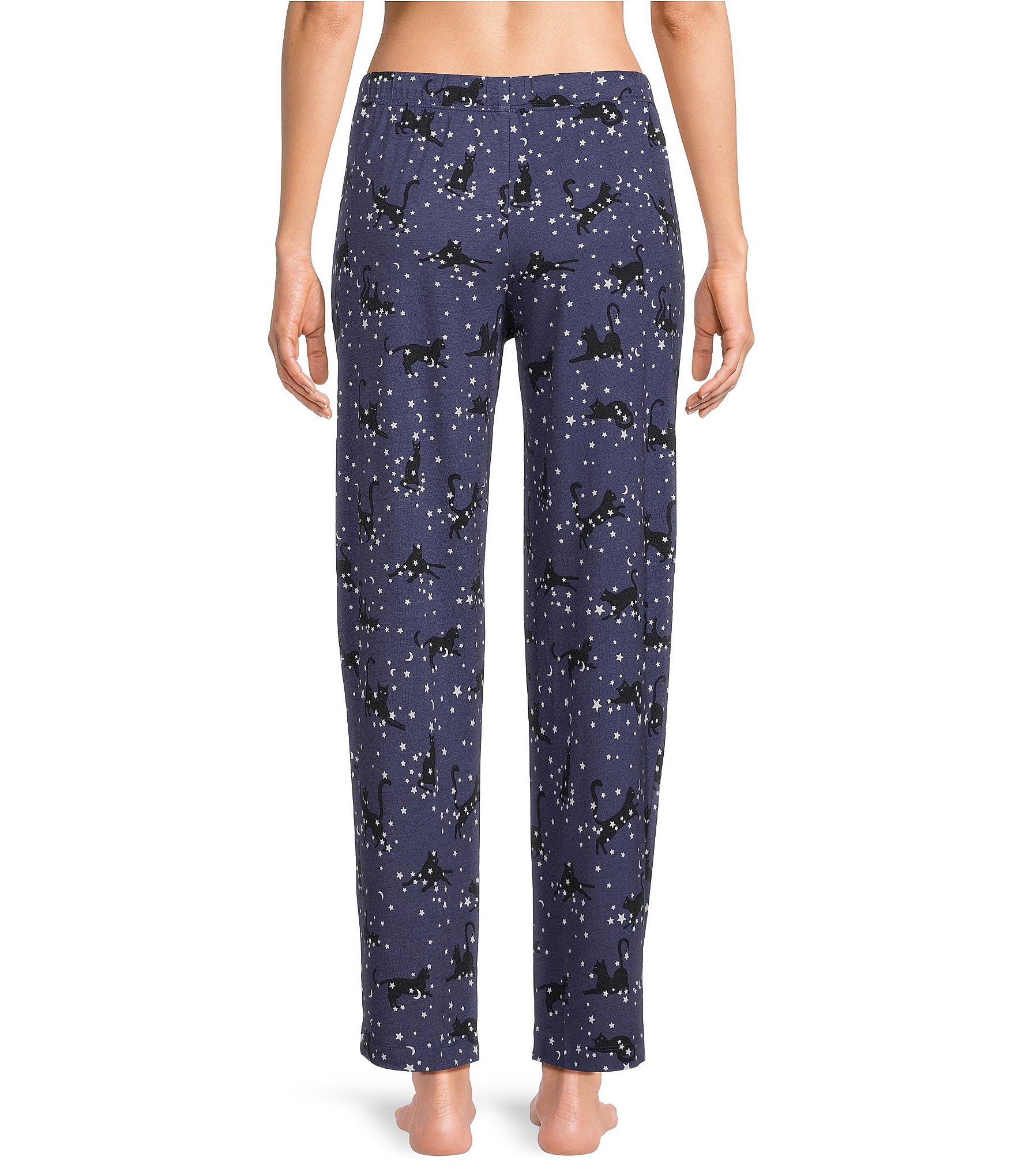 Sleep Sense Moonlit Cats Print Coordinating Knit Sleep Pants