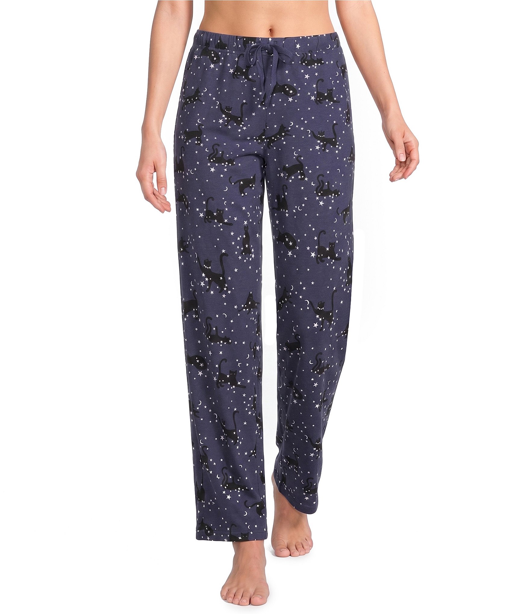 Sleep Sense Moonlit Cats Print Coordinating Knit Sleep Pants