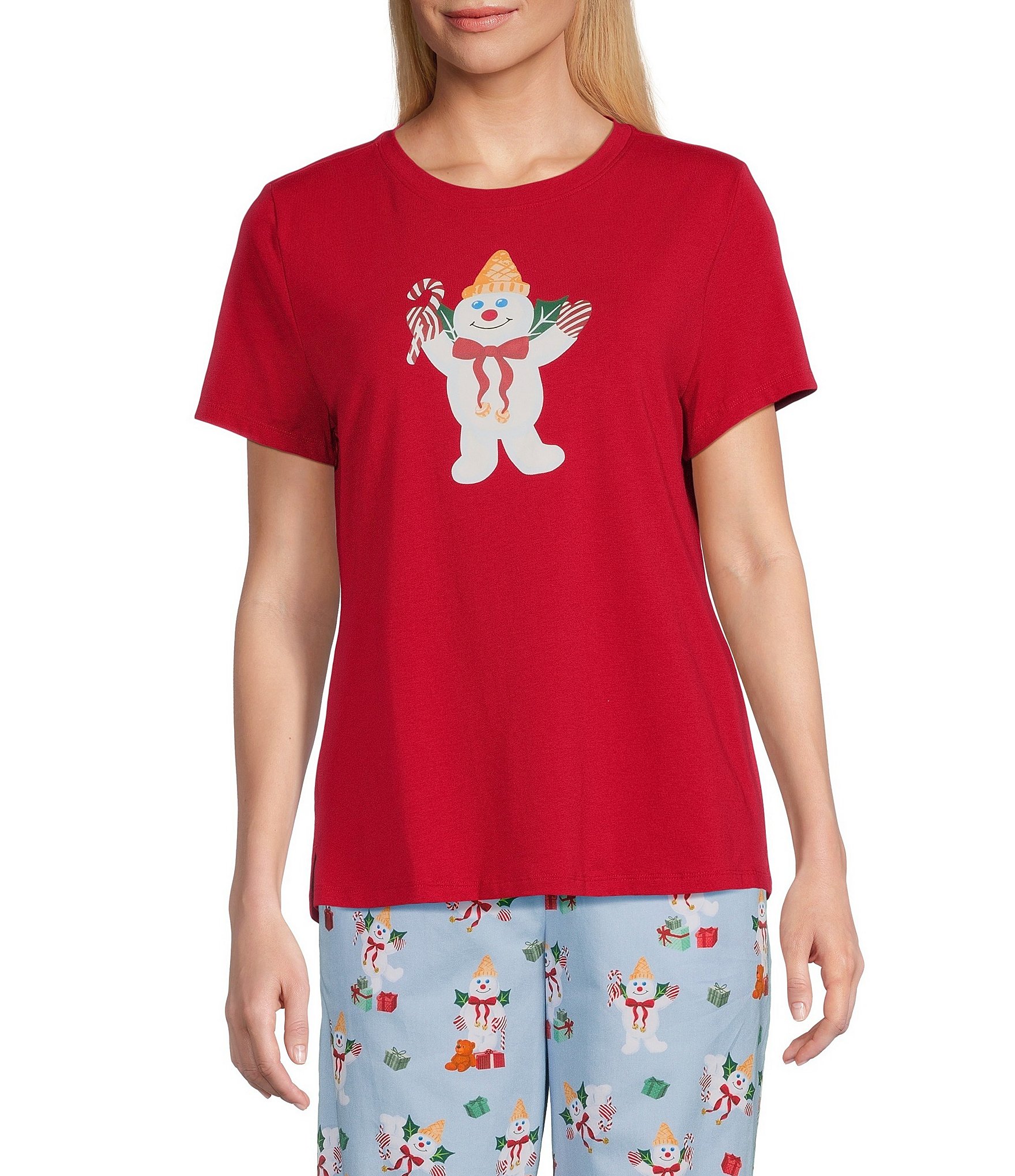 Sleep Sense Mr. Bingle Short Sleeve Knit Holiday Coordinating Sleep Top