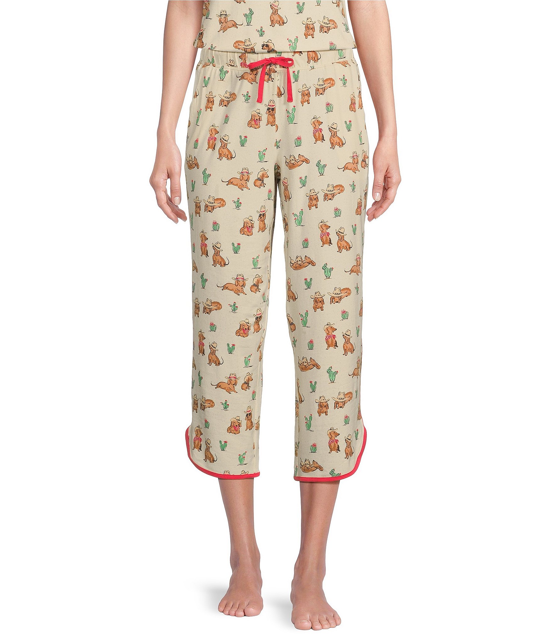 Sleep Sense Novelty Print Coordinating Knit Cropped Sleep Pants