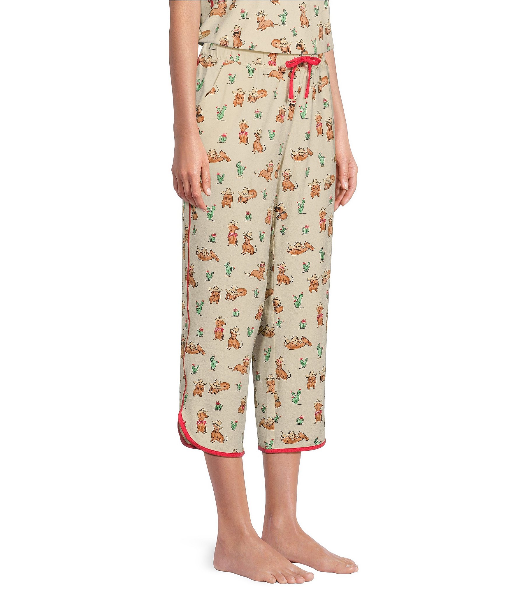 Sleep Sense Novelty Print Coordinating Knit Cropped Sleep Pants