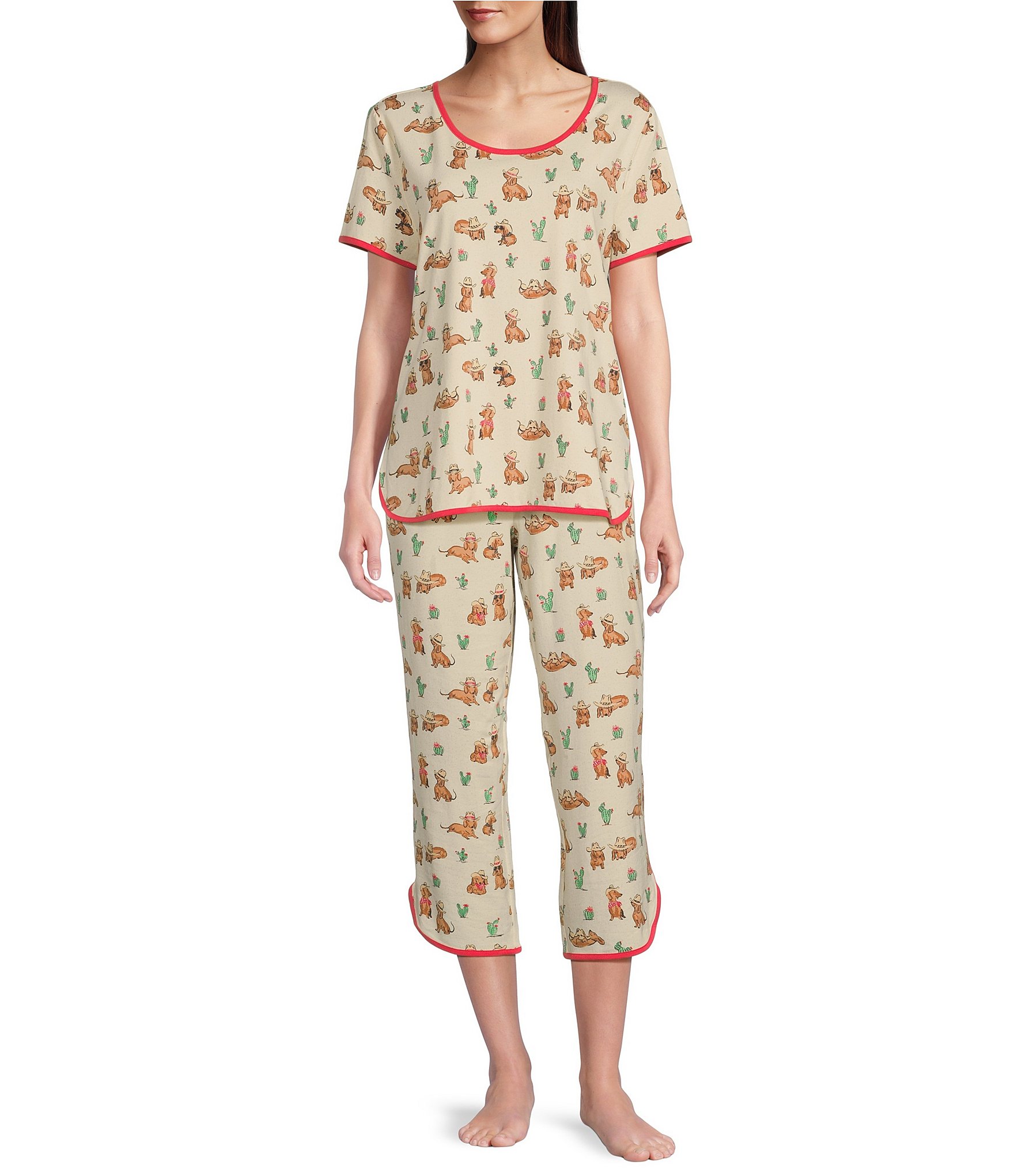 Sleep Sense Novelty Print Coordinating Knit Cropped Sleep Pants