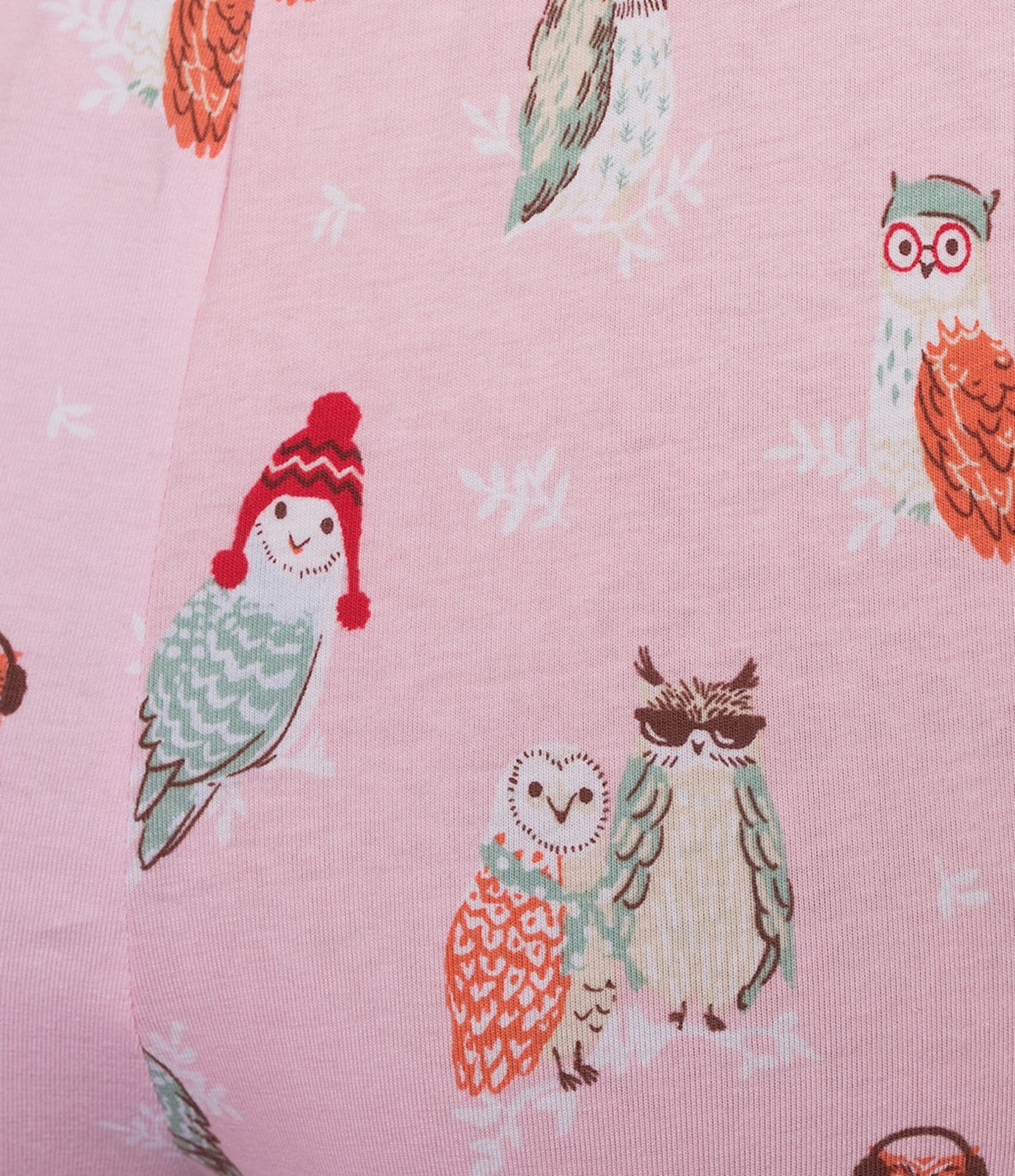 Sleep Sense Owl Print Knit Drawstring Tie Coordinating Sleep Joggers