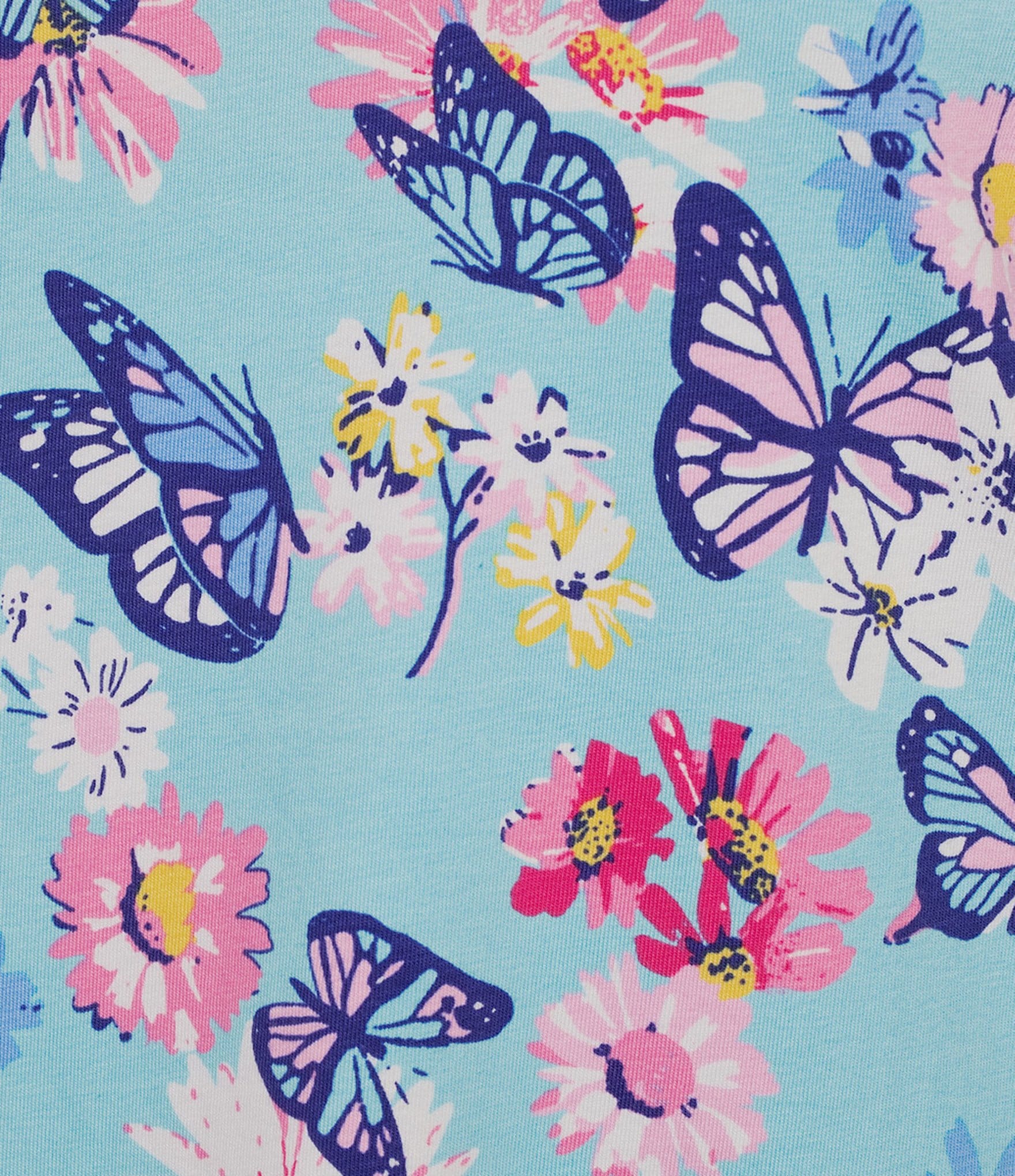 Sleep Sense Plus Size Butterfly Floral Print Short Sleeve Scoop Neck Coordinating Sleep Top