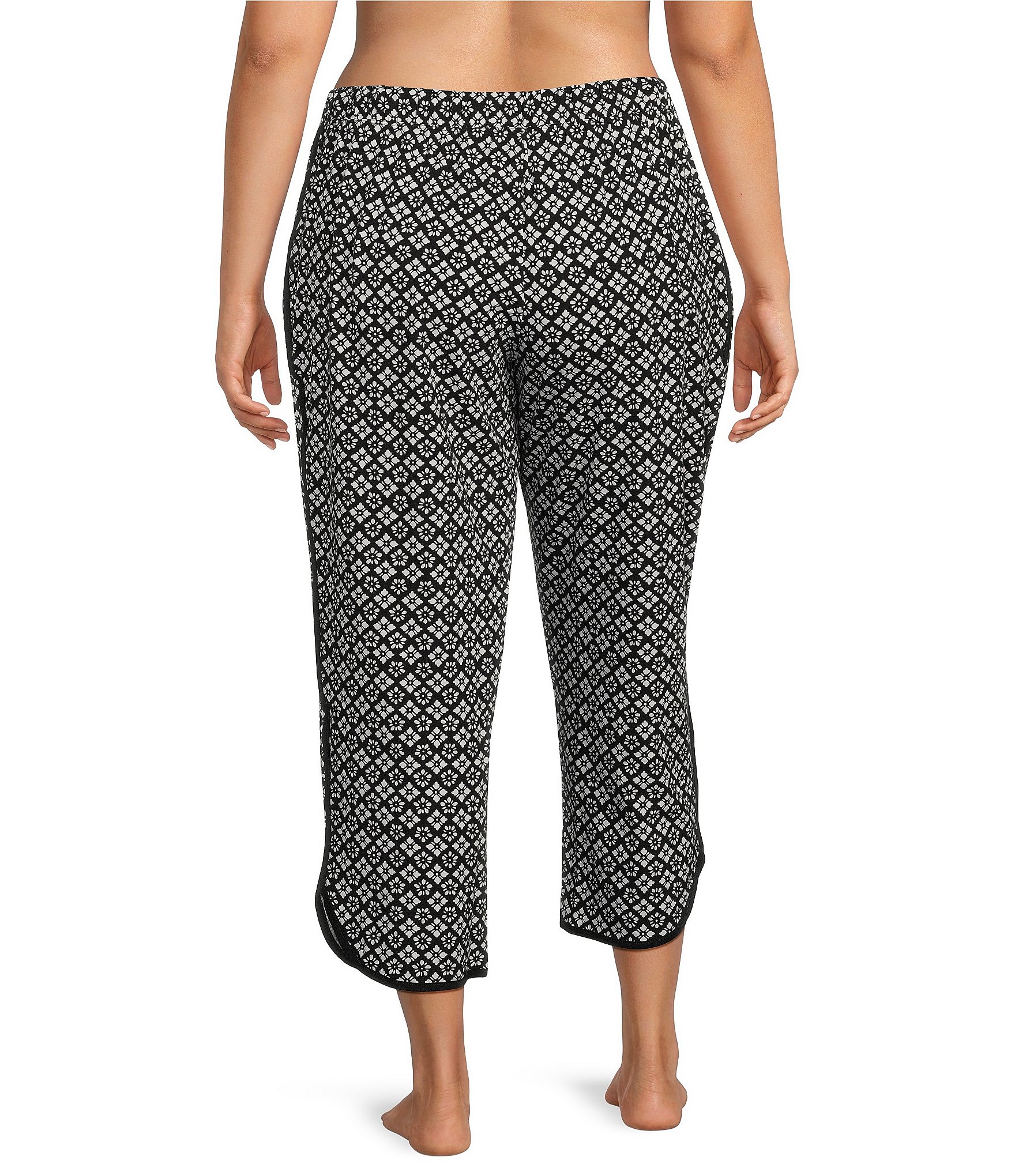 Sleep Sense Plus Size Geometric Print Coordinating Knit Cropped Sleep Pants