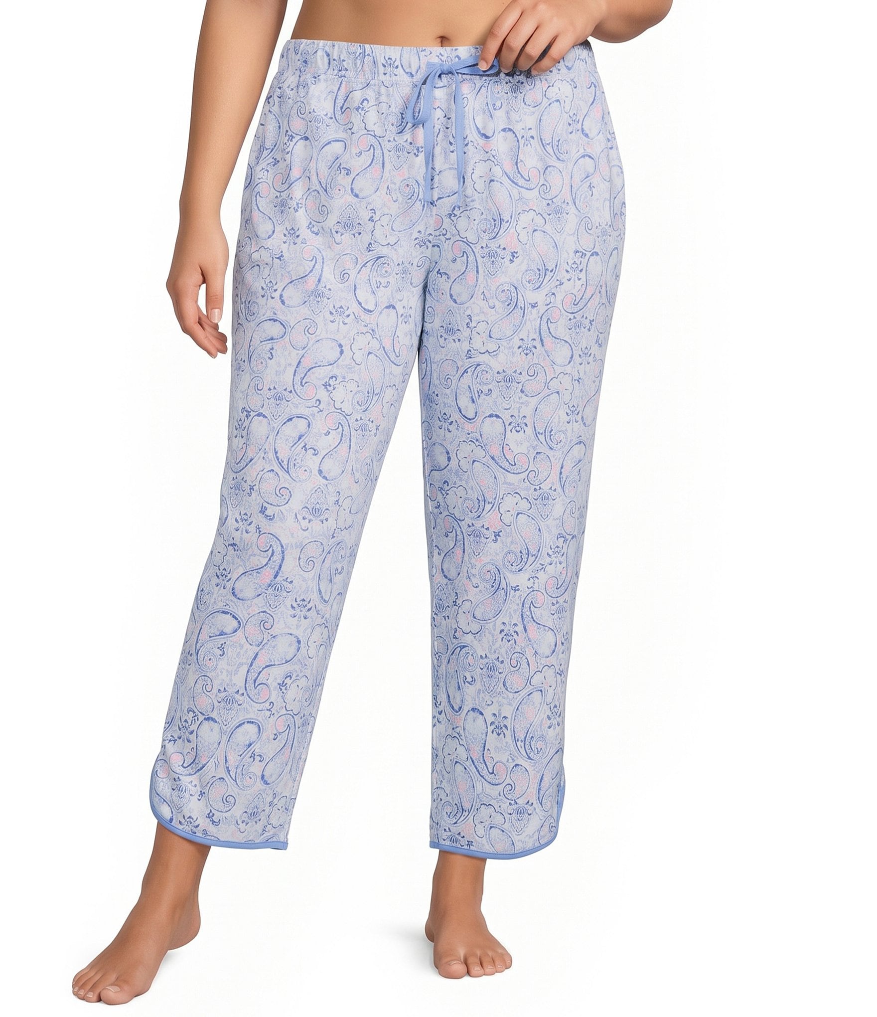 Sleep Sense Plus Size Sweet Paisley Print Coordinating Knit Sleep Capri Pants