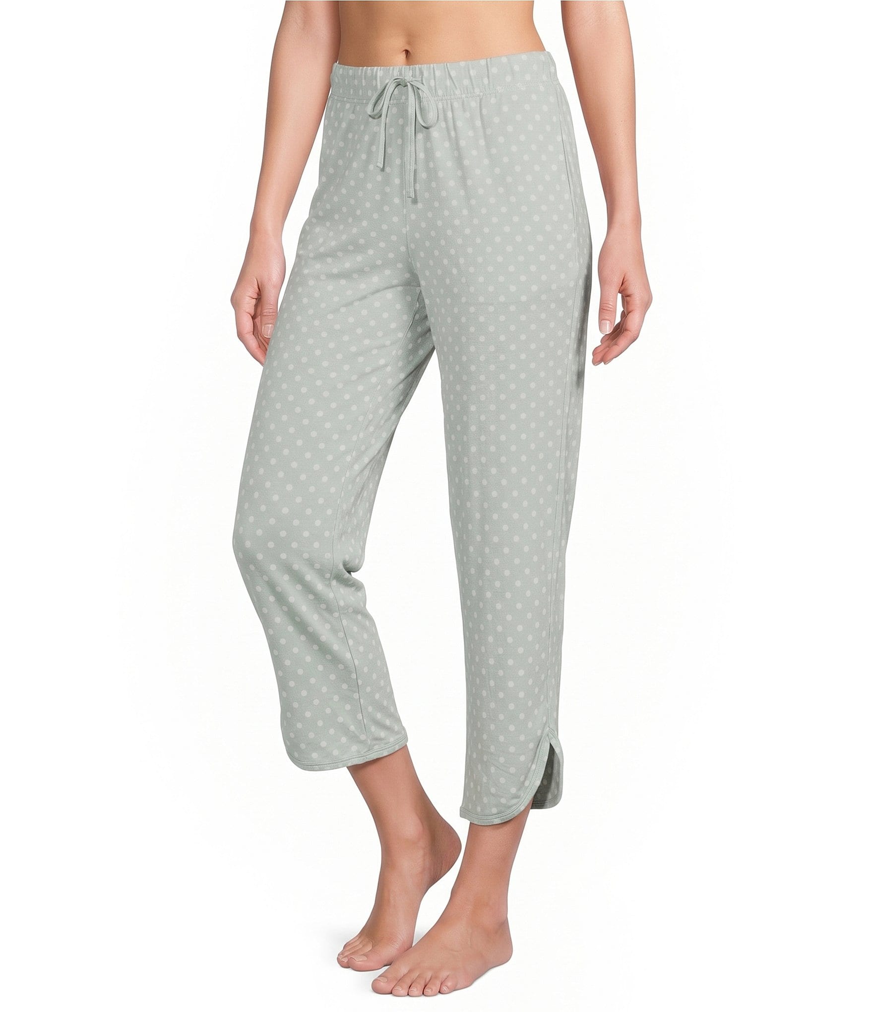 Sleep Sense Sage Dot Print Coordinating Knit Sleep Crop Pants