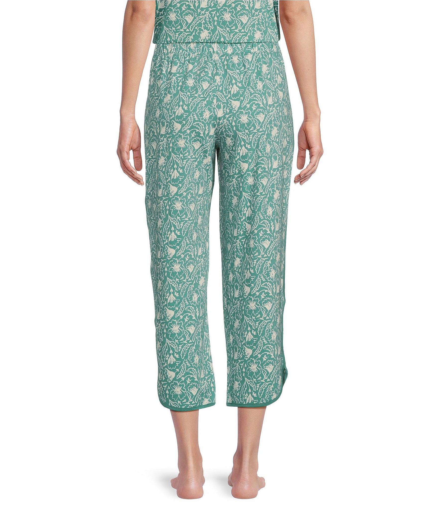 Sleep Sense Sketch Floral Print Coordinating Knit Copped Sleep Pants