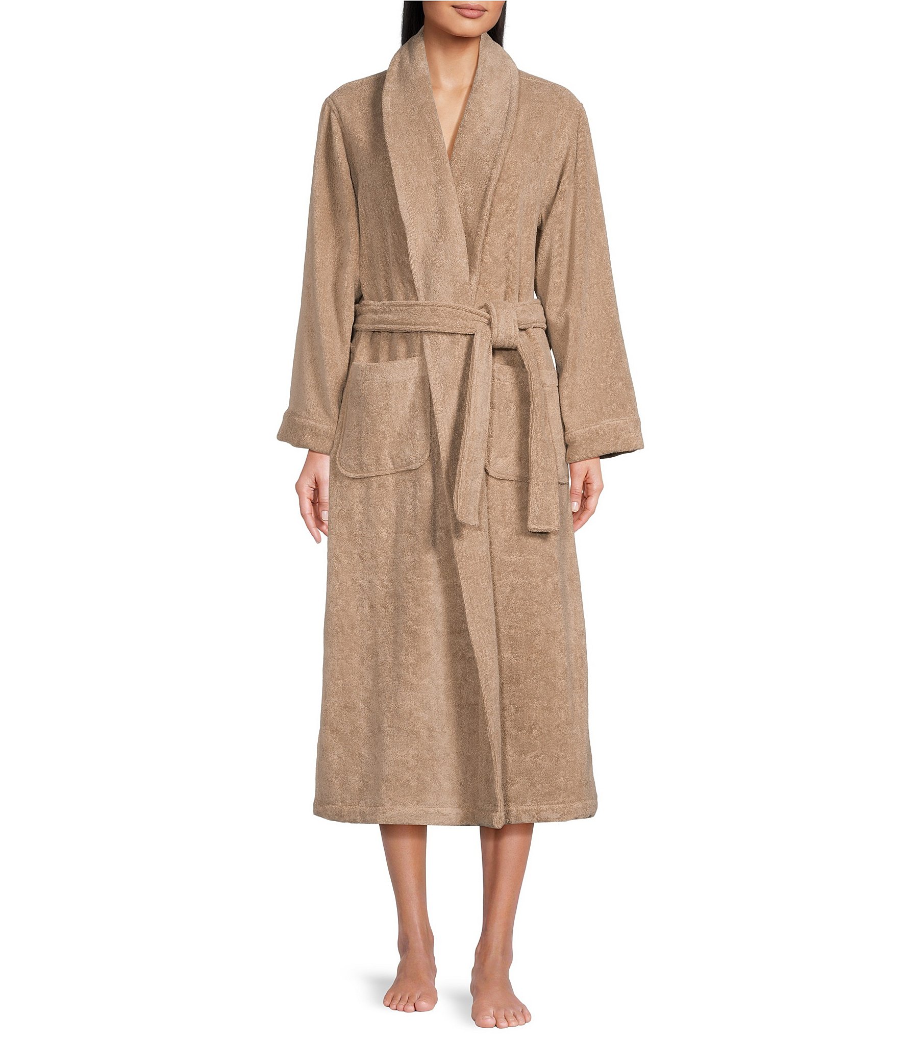 Sleep Sense Spa Essentials Turkish Cotton Blend Long Cozy Terry Wrap Robe Dillards 