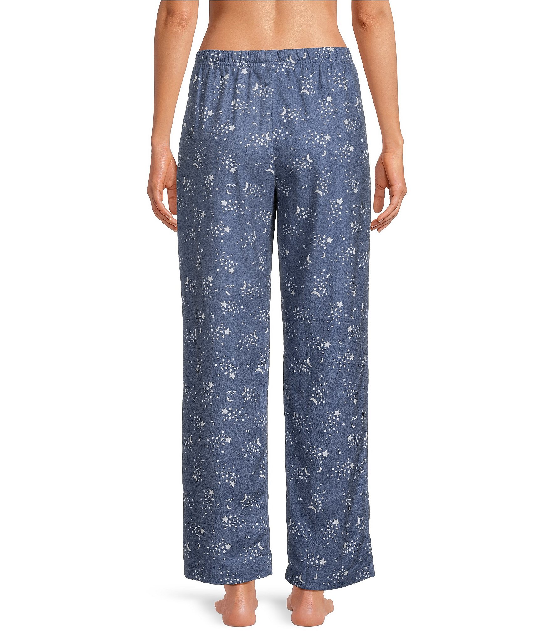 Sleep Sense Stars & Moon Print Cotton Portuguese Flannel Drawstring Coordinating Sleep Pants