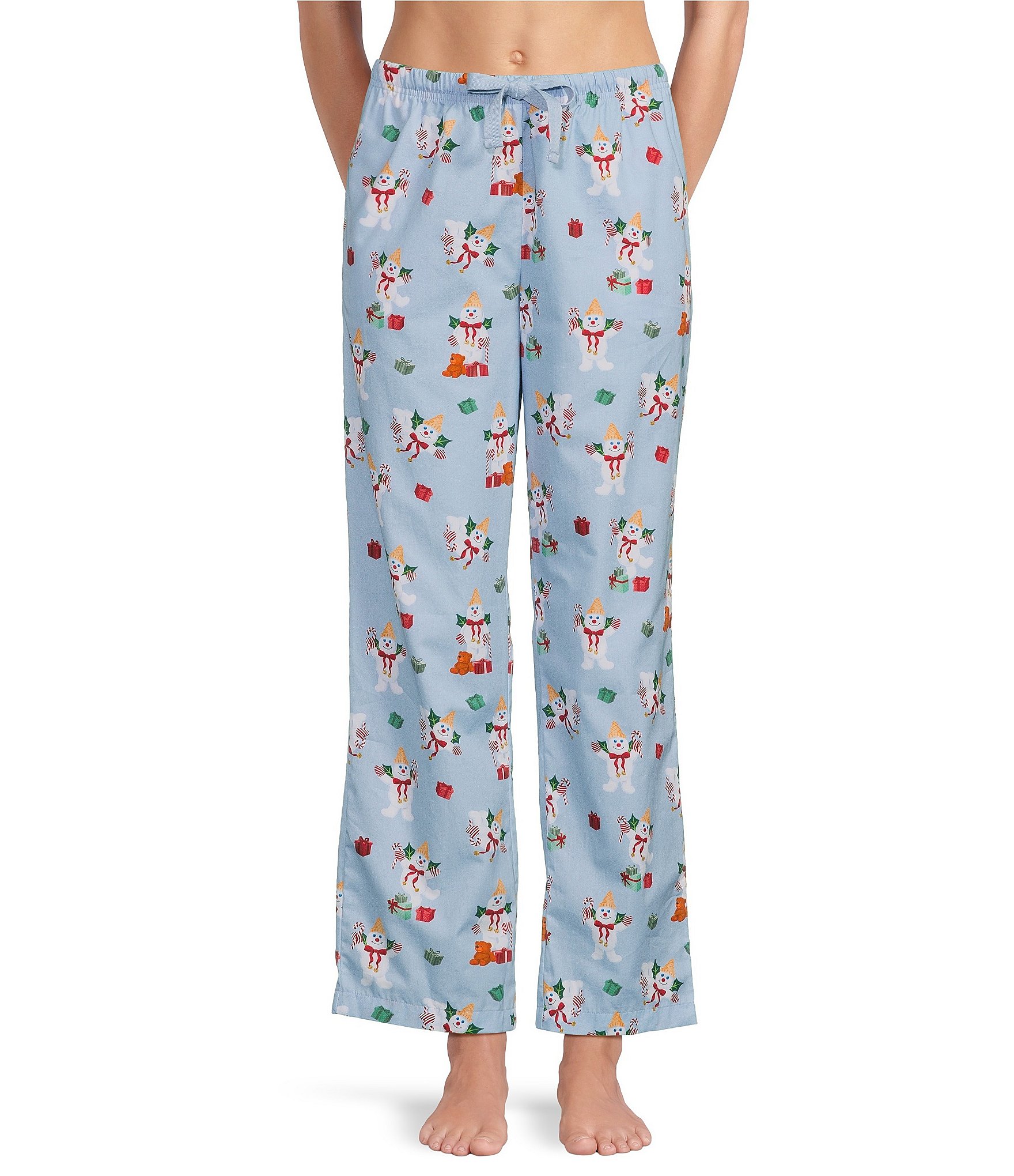 Sleep Sense Sweater Mr Bingle Print Woven Twill Drawstring Tie Coordinating Sleep Pants