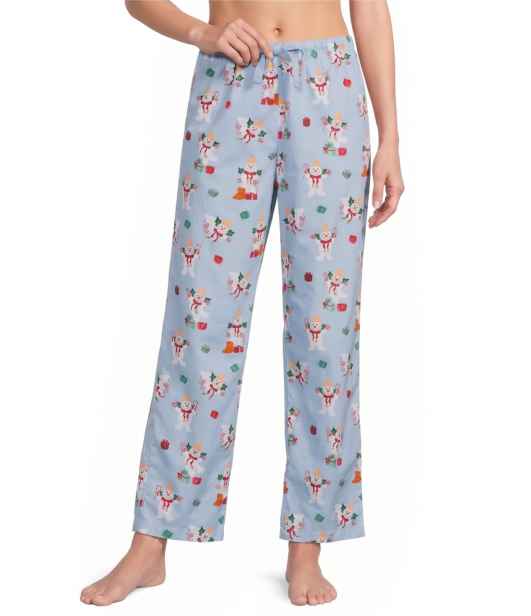 Sleep Sense Sweater Mr Bingle Print Woven Twill Drawstring Tie Coordinating Sleep Pants