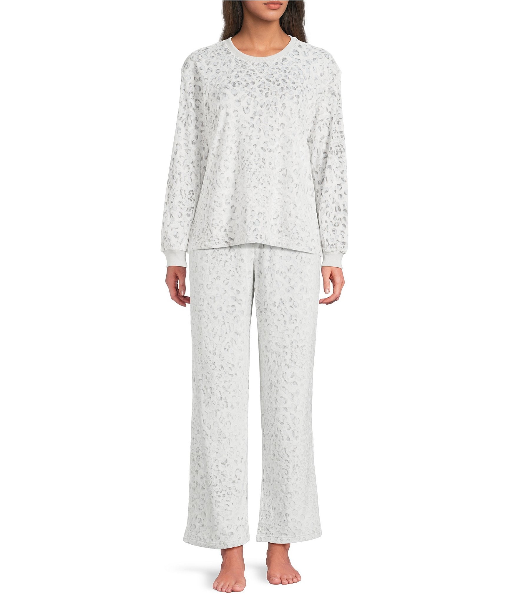 Sleep Sense Velour Animal Print Coordinating Drawstring Tie Sleep Pants
