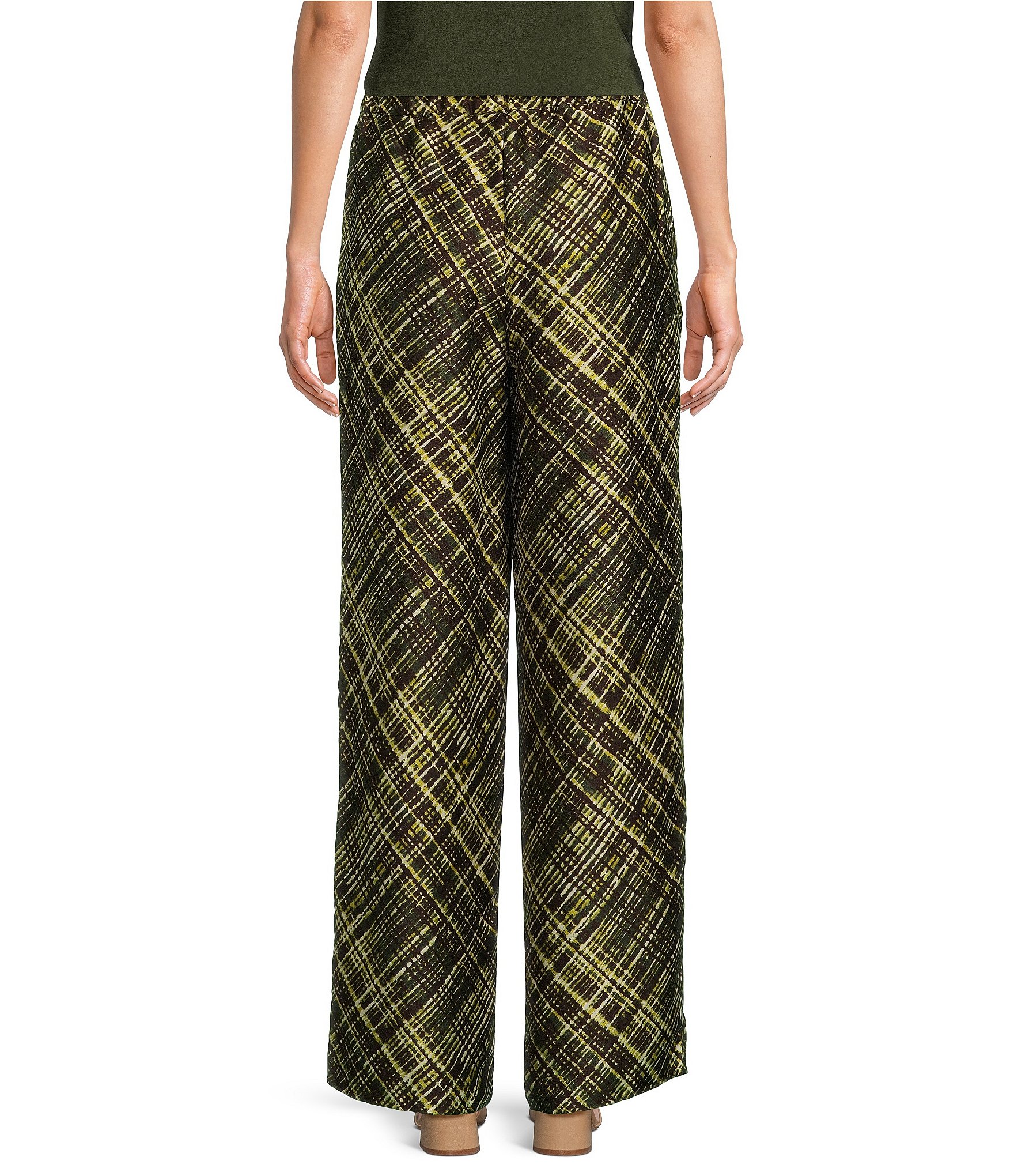 Slim Factor by Investments Fancy Plaid Classic Waist Wide Leg Coordinating Pants