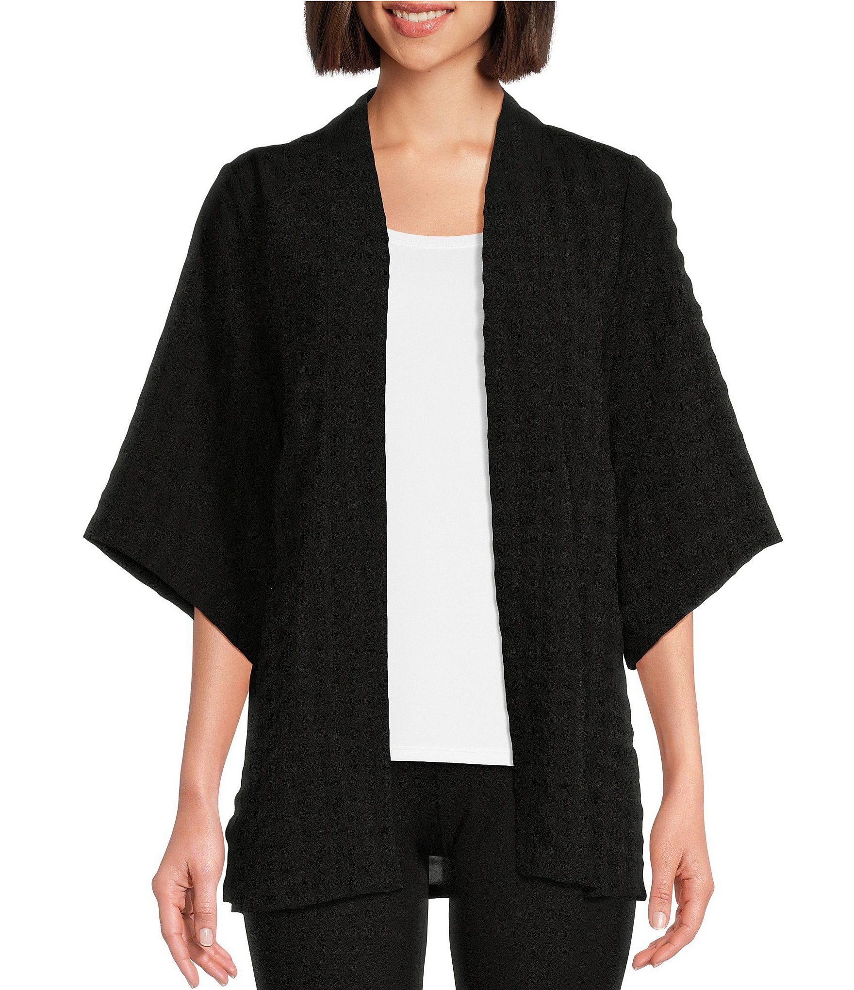 SLIM FACTOR by INVESTMENTS BLACK Draped Sweater Jacket SZ L
