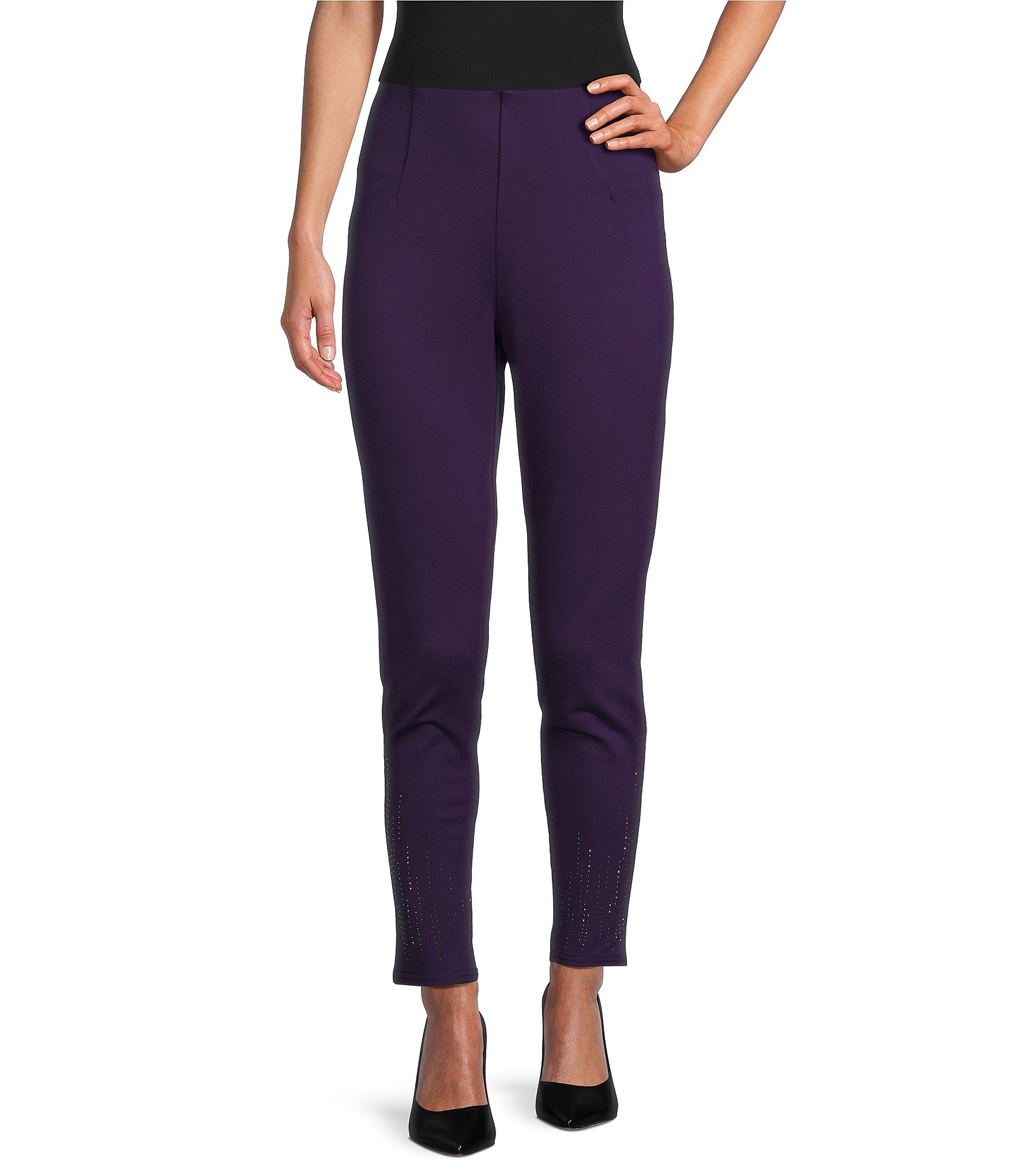 Slim Factor by Investments Ponte Knit Wide Waist Pull-On Leggings