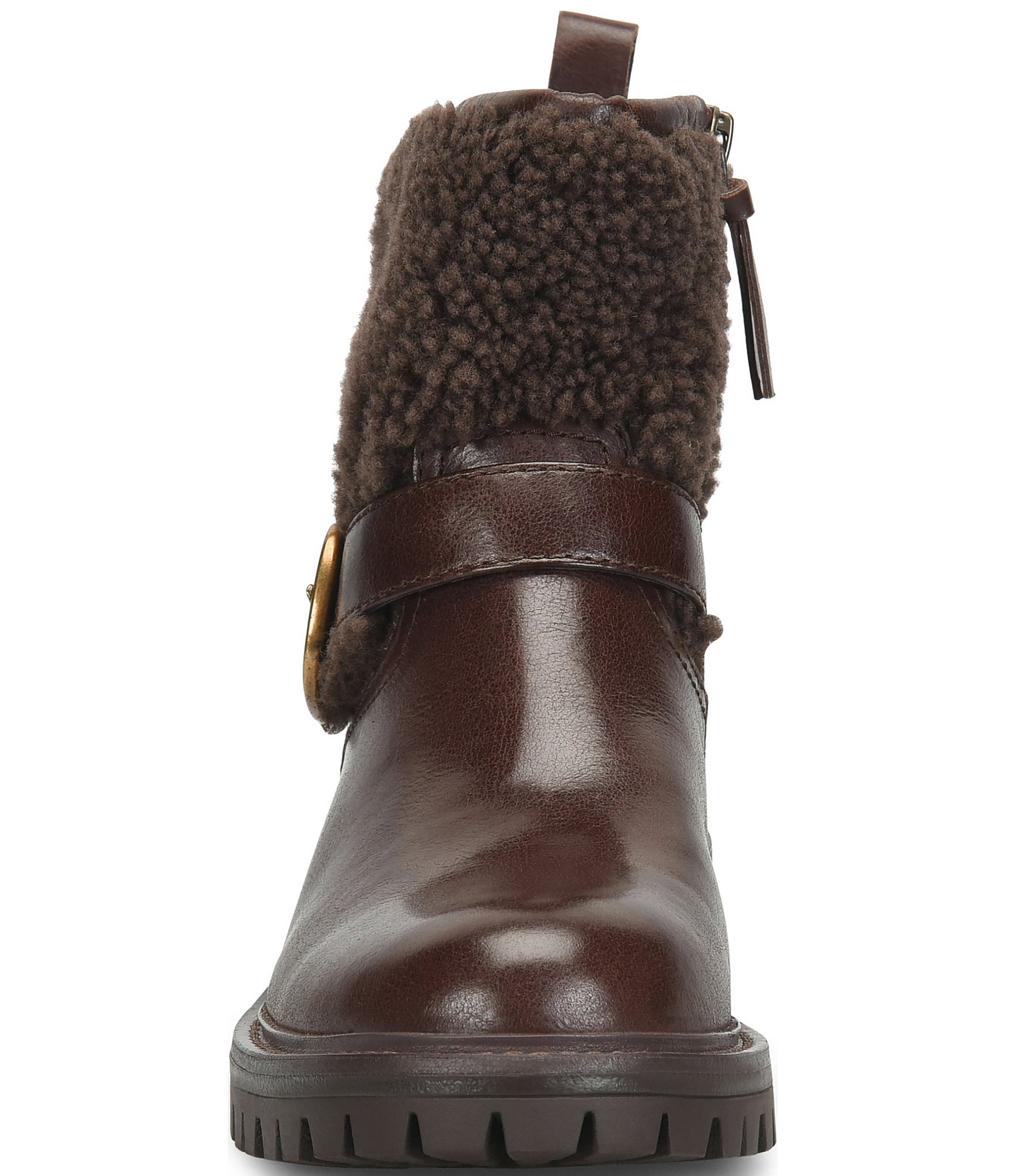 Sofft Adelle Aqua Sofft Collection Waterproof Leather Shearling Moto Buckle Boots