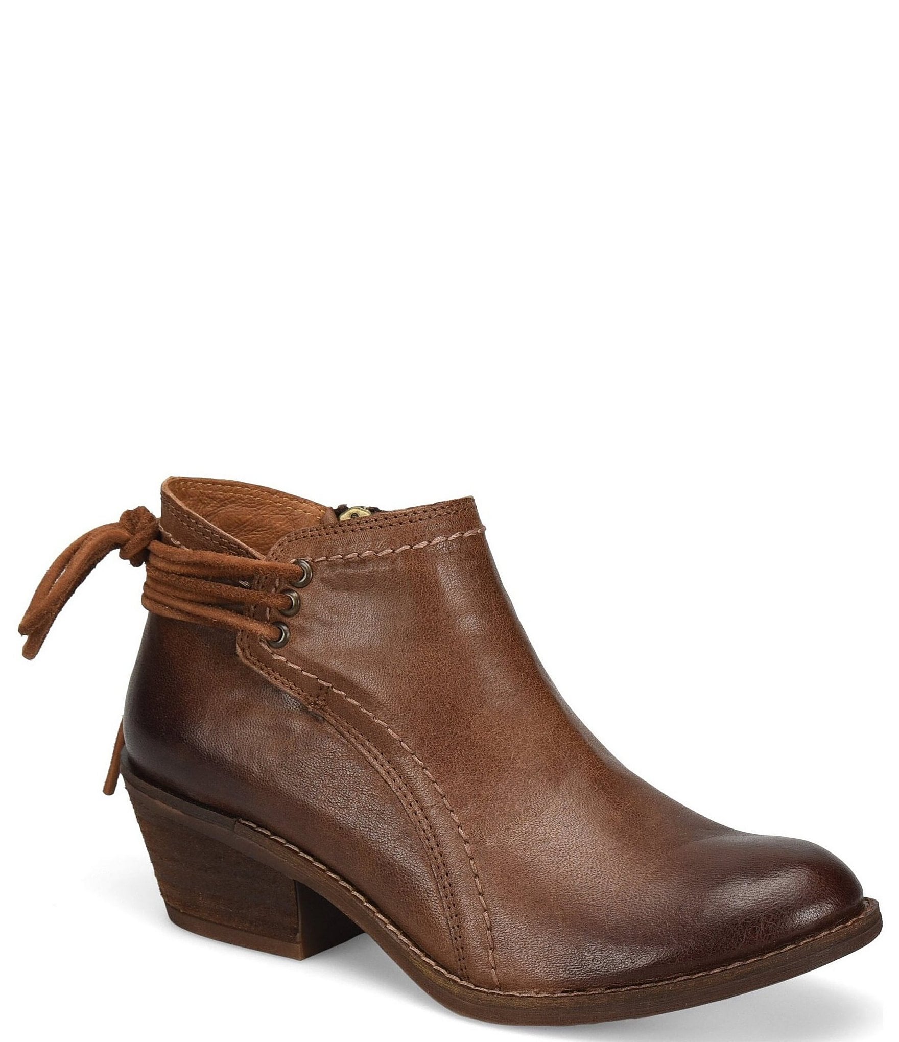 Sofft Aleah Rustic Oiled Leather Side Zip Western Inspired Booties ...