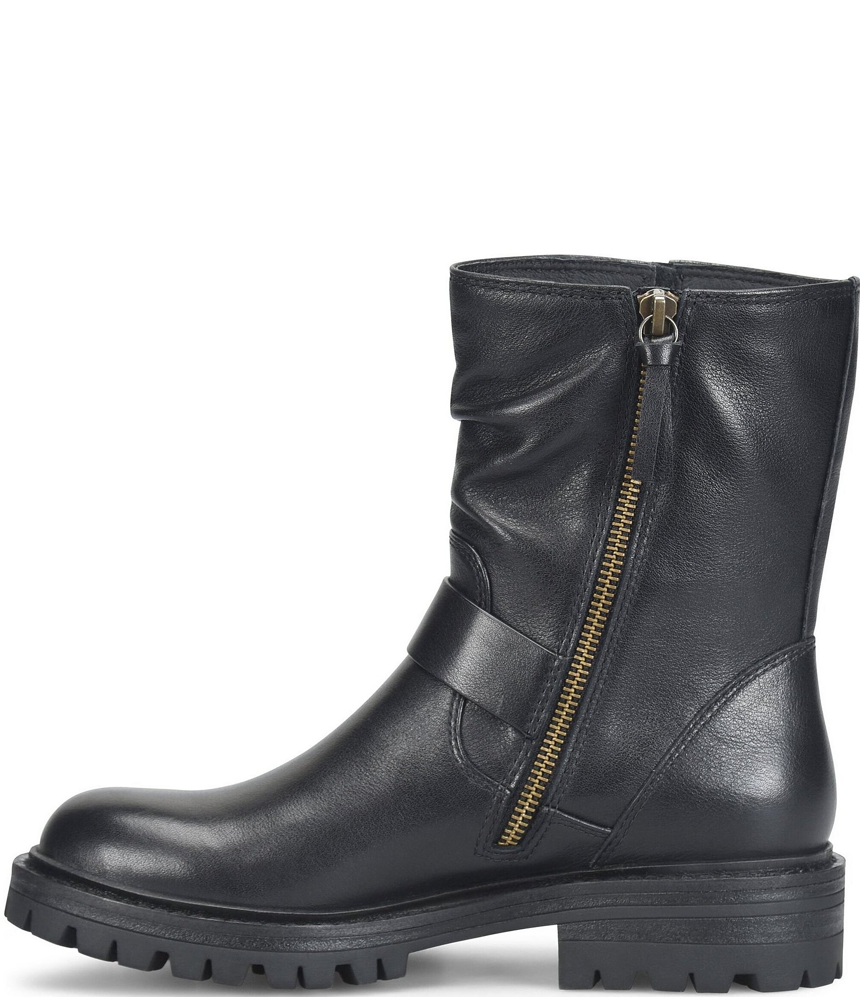 Sofft Alyssa Waterproof Leather Buckle Hardware Moto Boots