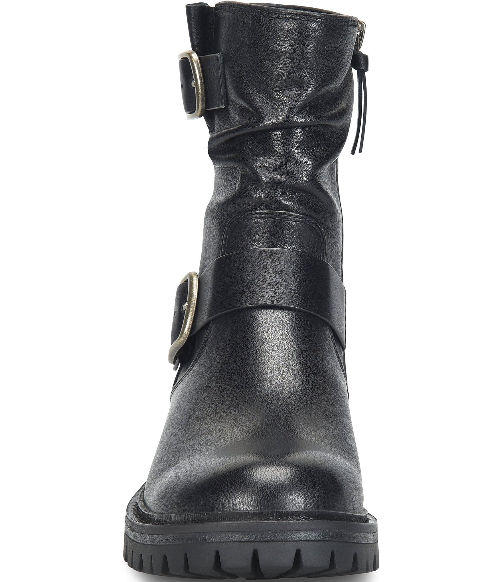 Sofft Alyssa Waterproof Leather Buckle Hardware Moto Boots