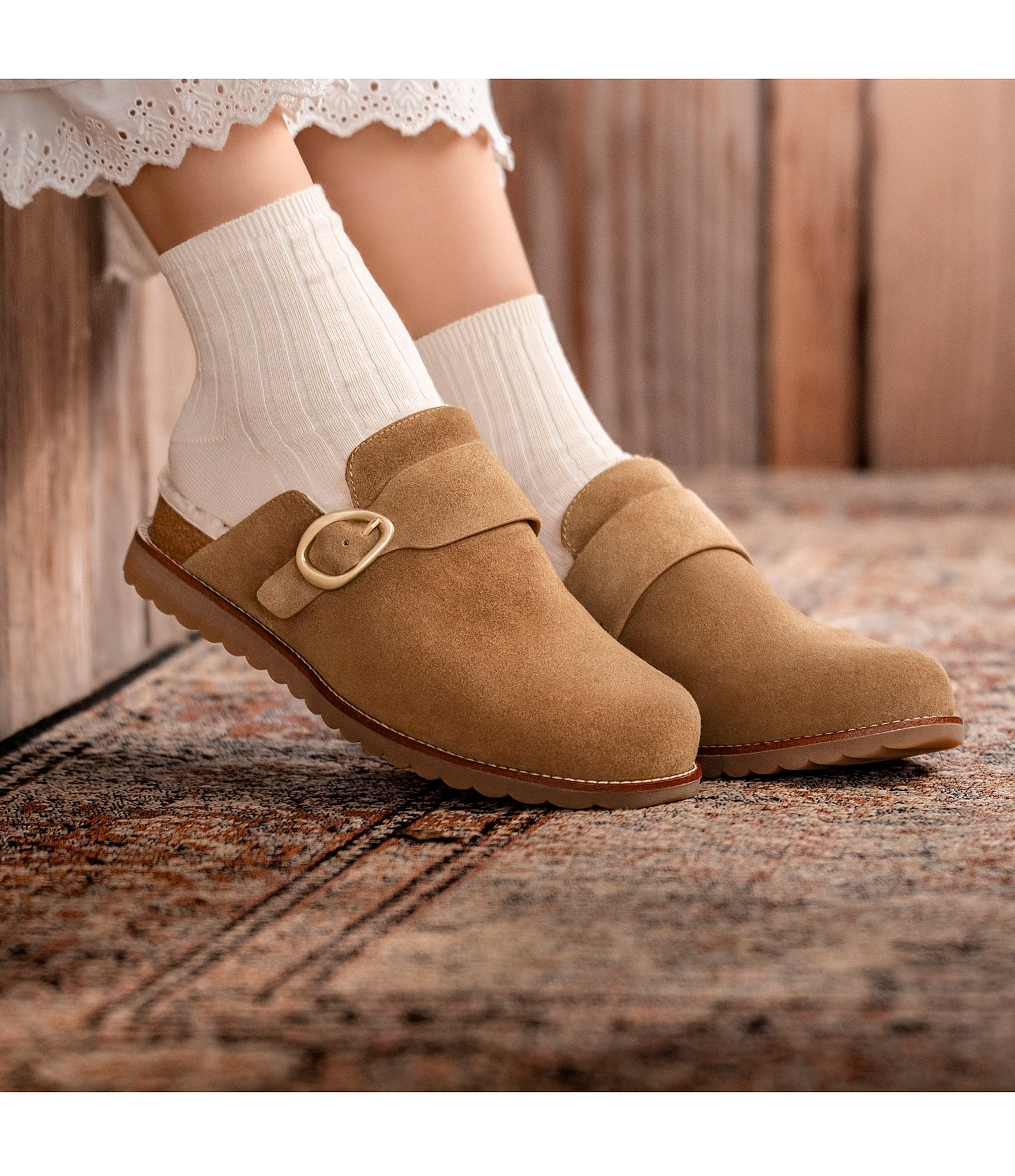 Sofft Angela Suede Shearling Clogs