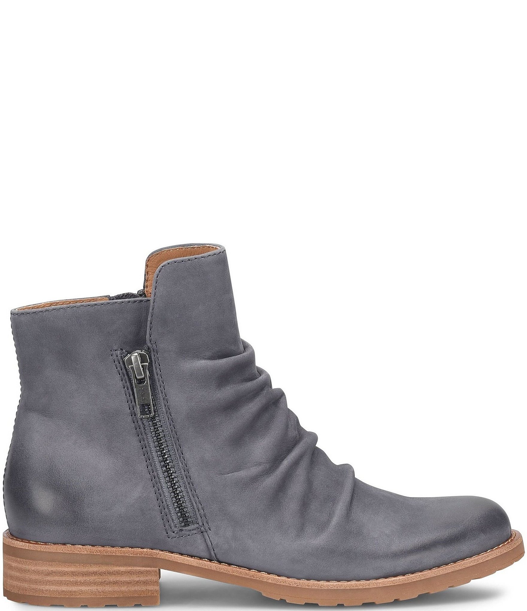 Sofft Beckie II Ruched Leather Zip Booties