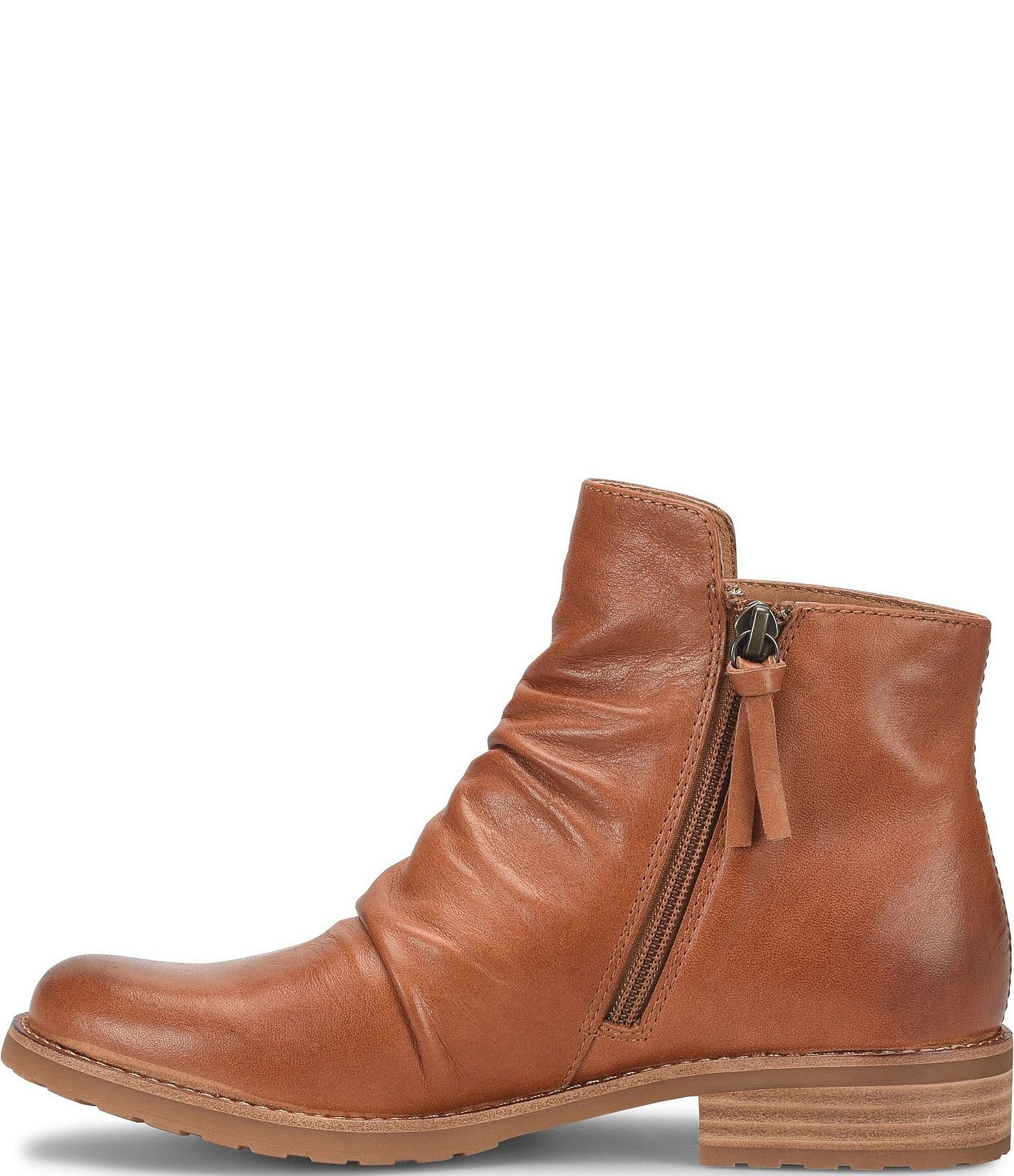 Sofft Beckie II Ruched Leather Zip Booties